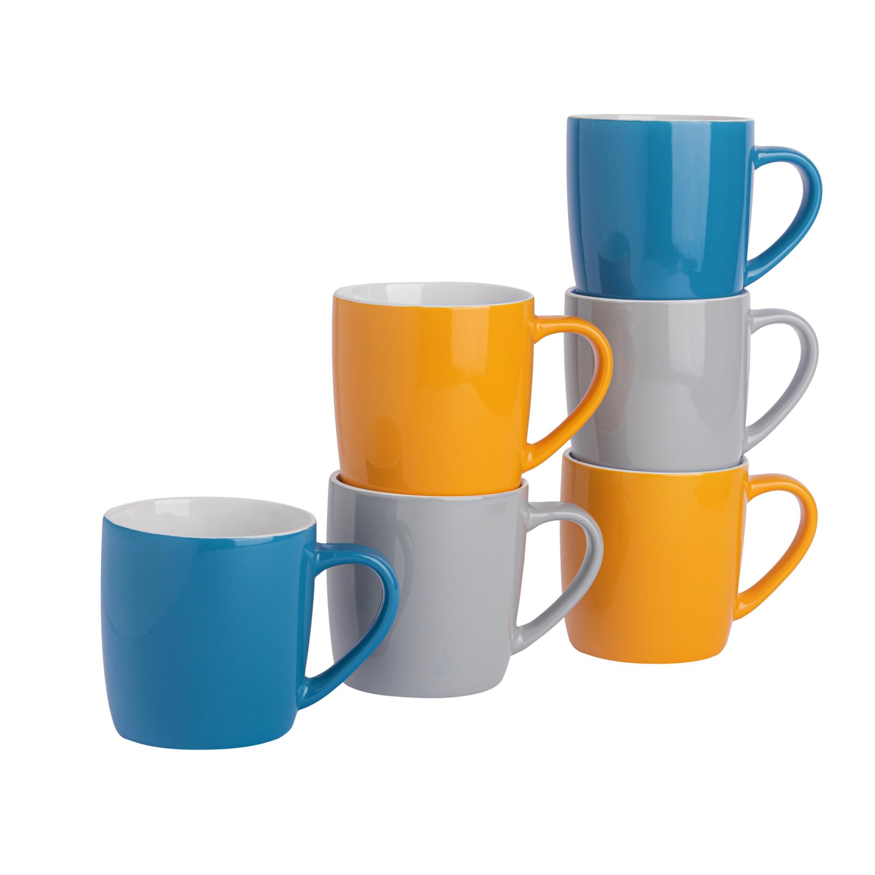 Tea Coffee Mugs Ceramic Contemporary Coloured Drinks Mug, 340ml - Set of 6 - Picture 37 of 170