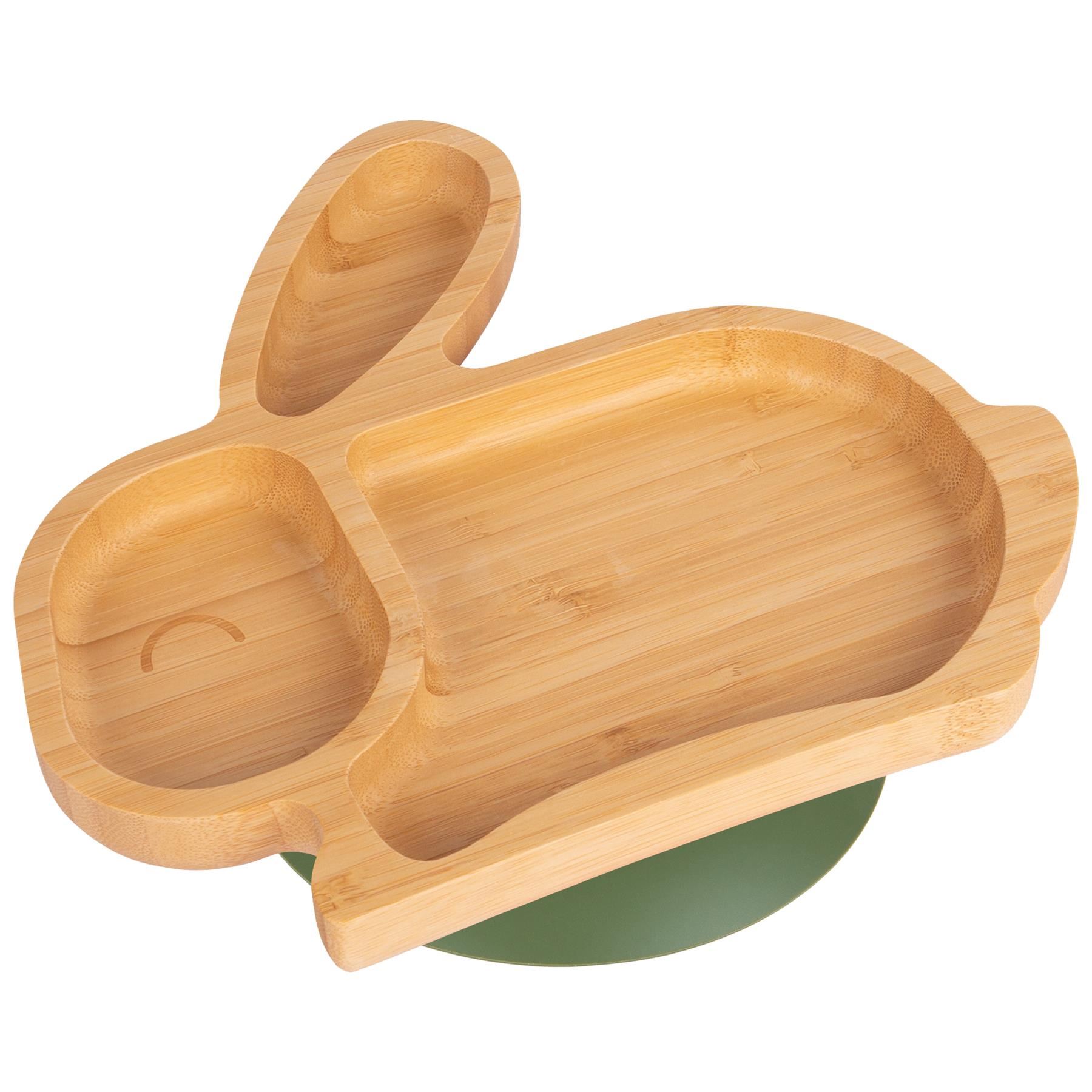 Bunny Rabbit Baby Plate Bamboo Silicone Suction Cup Toddler Dinner Feeding Dish - Picture 16 of 27