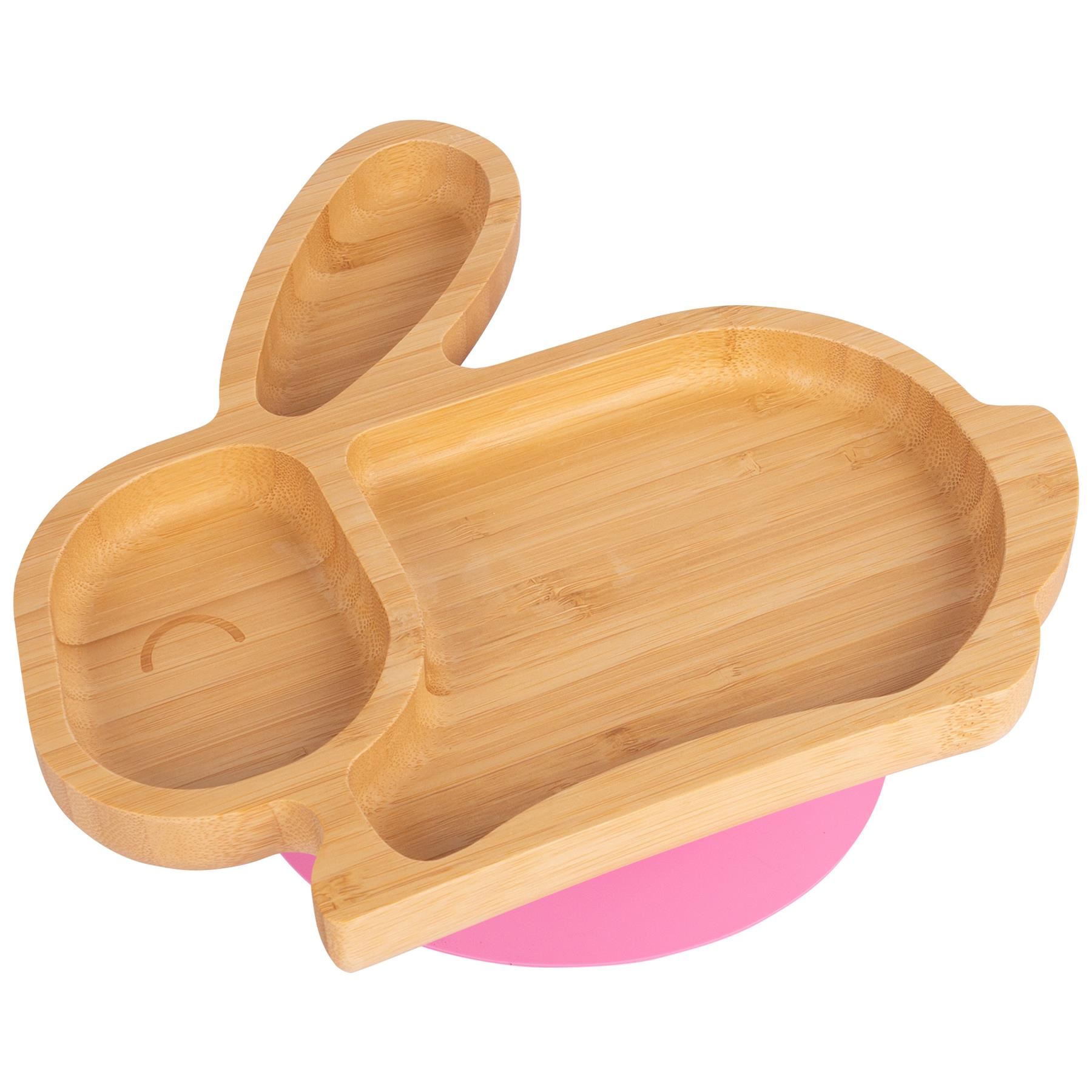 Bunny Rabbit Baby Plate Bamboo Silicone Suction Cup Toddler Dinner Feeding Dish - Picture 20 of 27