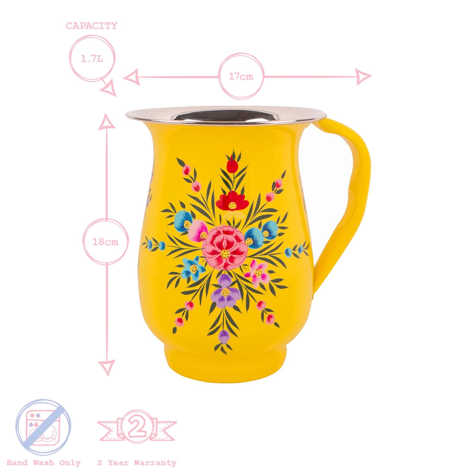 1x Pansy 1.7L Hand-Painted Picnic Water Jug Household Camping Pitcher - Picture 4 of 37
