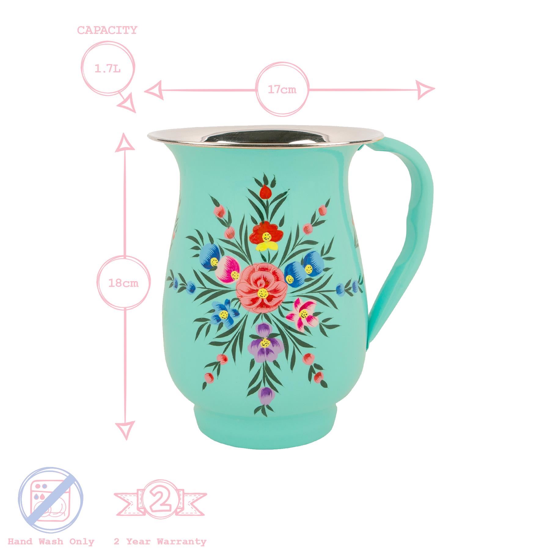 1x Pansy 1.7L Hand-Painted Picnic Water Jug Household Camping Pitcher - Picture 22 of 37