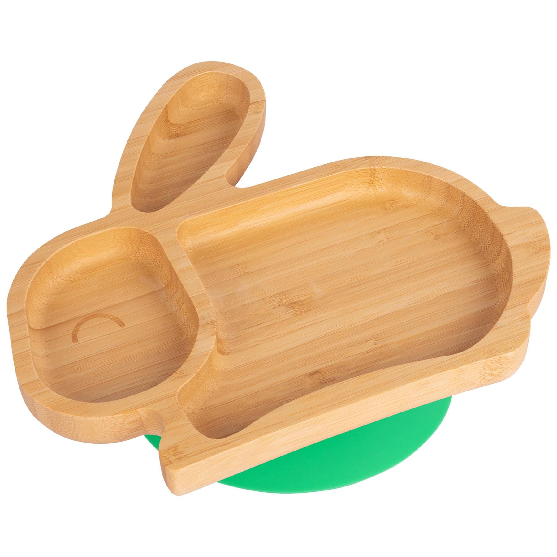 Bunny Rabbit Baby Plate Bamboo Silicone Suction Cup Toddler Dinner Feeding Dish - Picture 11 of 27