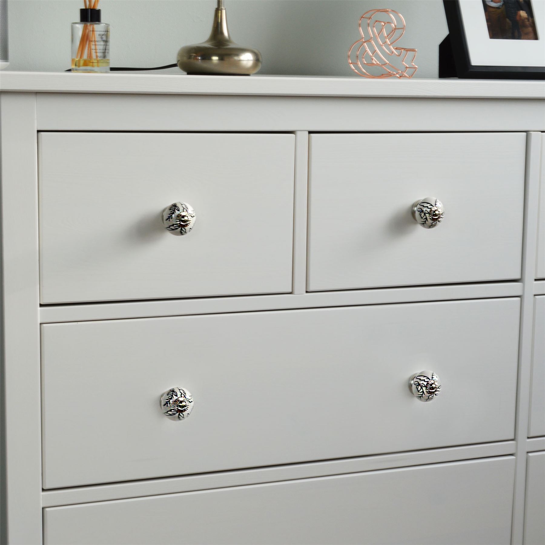 Door Knobs Ceramic Cupboard Drawer Pull Handle Floral Cabinet Knob 1/6/12/24PK - Picture 33 of 48
