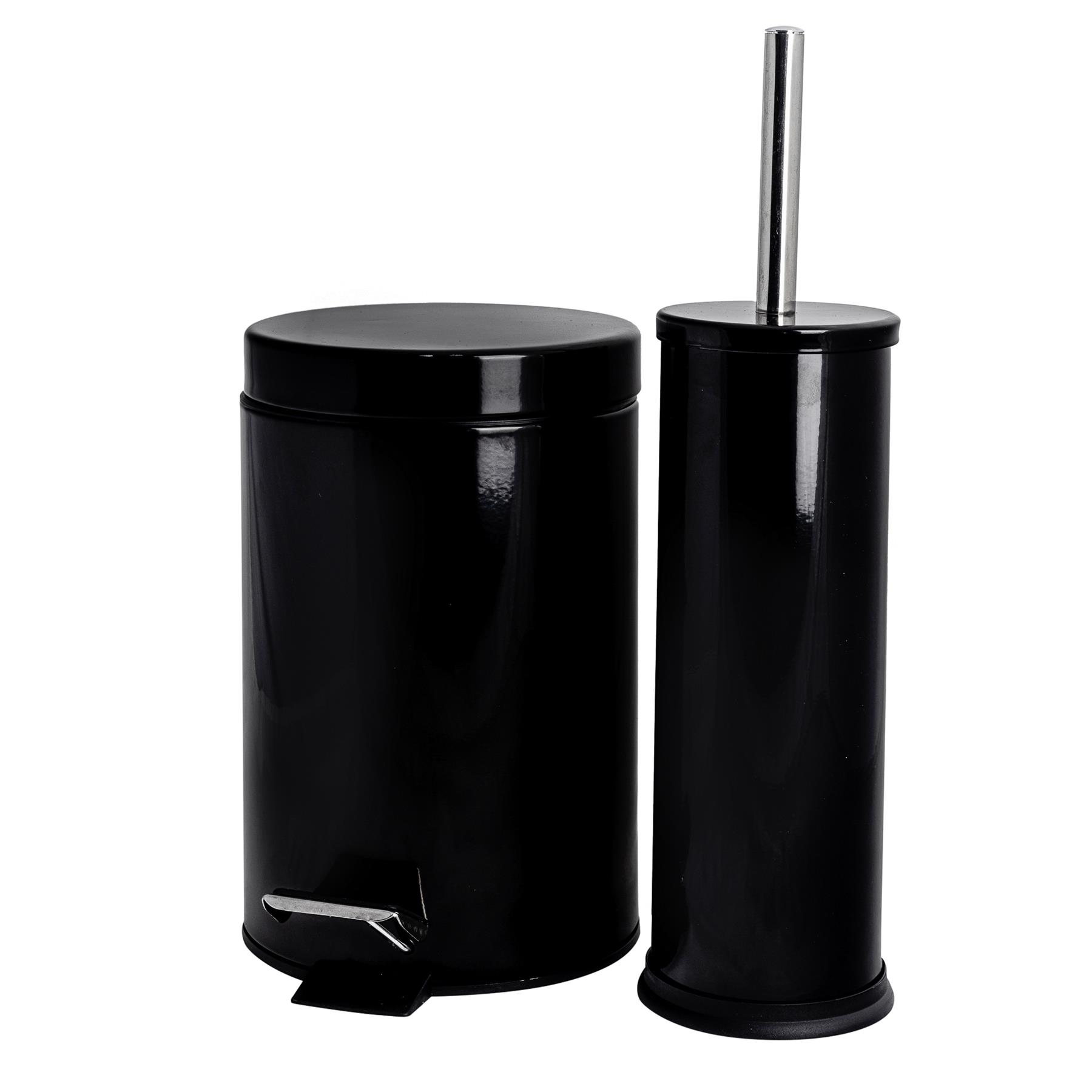 3L Round Toilet Brush & Bin Set Stainless Steel Bathroom Rubbish Pedal Bin - Picture 6 of 15