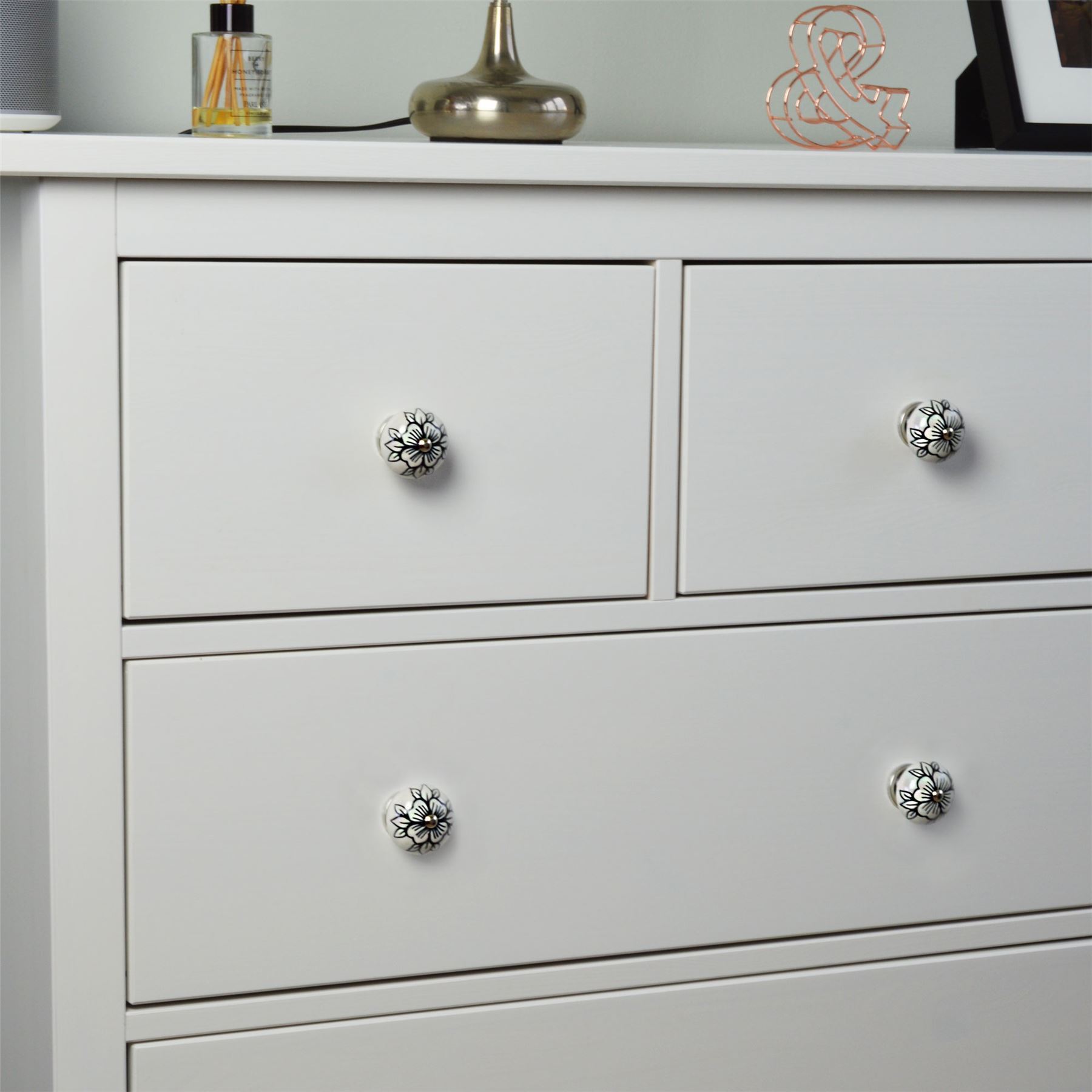 Door Knobs Ceramic Cupboard Drawer Pull Handle Floral Cabinet Knob 1/6/12/24PK - Picture 28 of 48