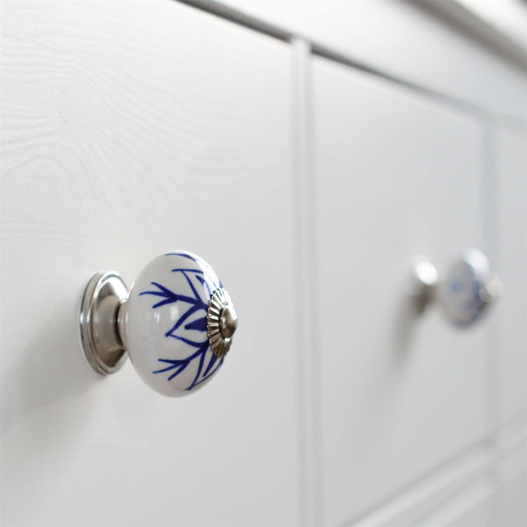 Door Knobs Ceramic Cupboard Drawer Pull Handle Floral Cabinet Knob 1/6/12/24PK - Picture 7 of 48
