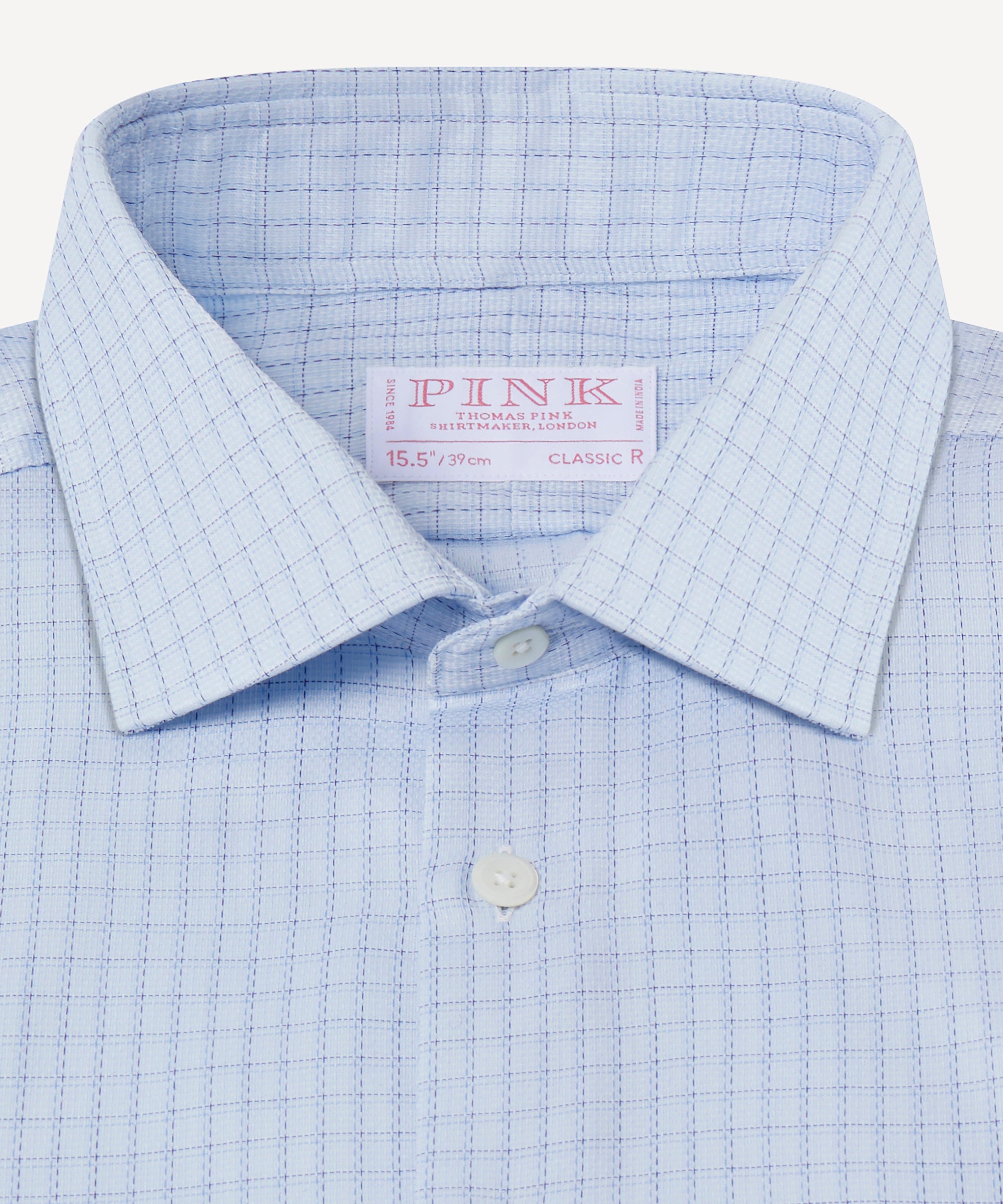 Thomas Pink Shirt Classic Fit Check Blue Formal Cotton RRP125 - Picture 14 of 16