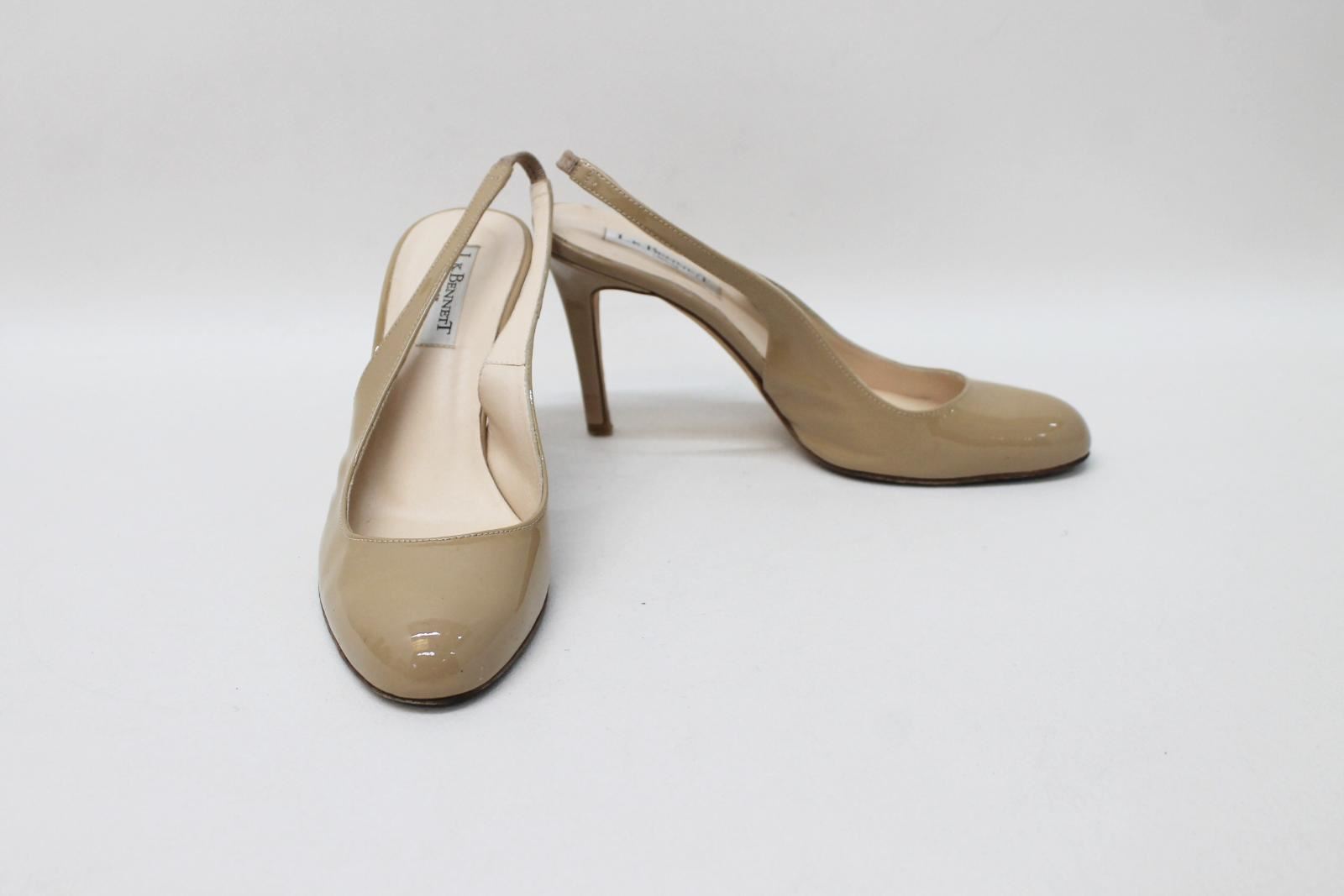 L.K.BENNETT Ladies Beige Patent Leather Sling backs shoes Size EU38.5 UK5.5 L.K.BENNETT Ladies Beige Patent Leather Sling backs shoes Size EU38.5 UK5.5
