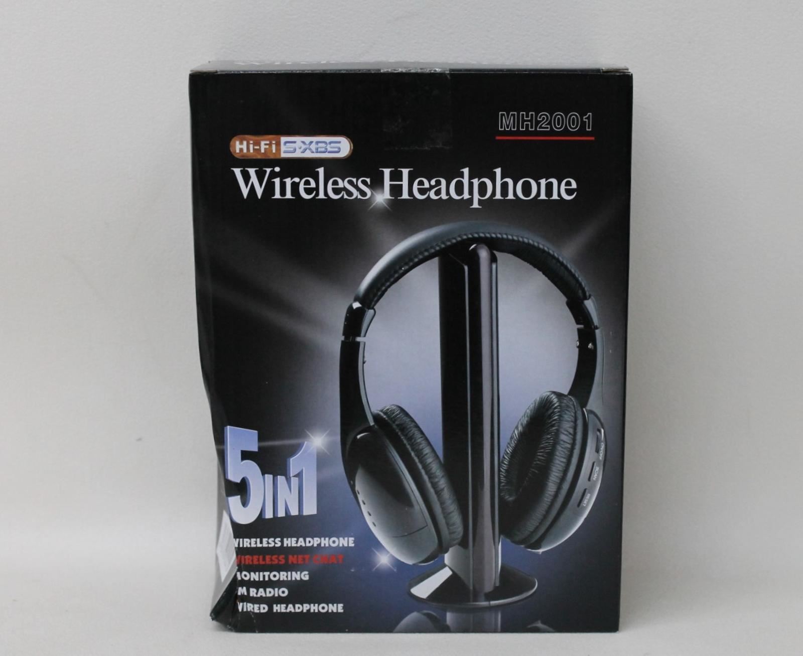 MH2001 HiFi S.XBS 5 in 1 Wireless Headphones Headset w FM Radio For TV