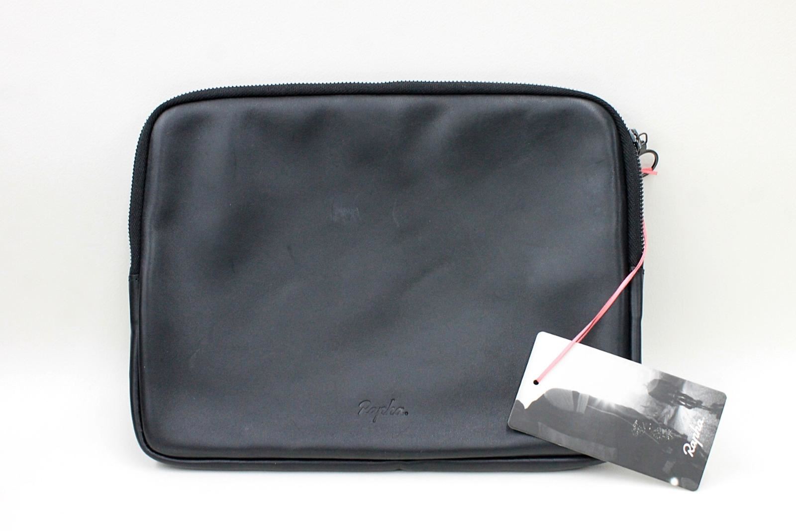 RAPHA-Black-Leather-Rectangular-Zip-Up-Travel-Pouch-Documents-Tablet-Case-NEW