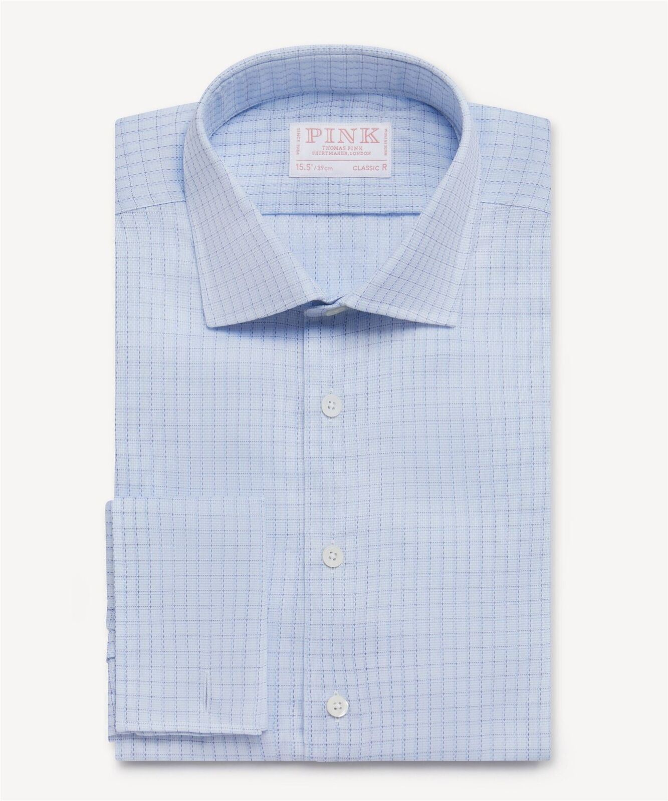Thomas Pink Shirt Classic Fit Check Blue Formal Cotton RRP125 - Picture 1 of 16