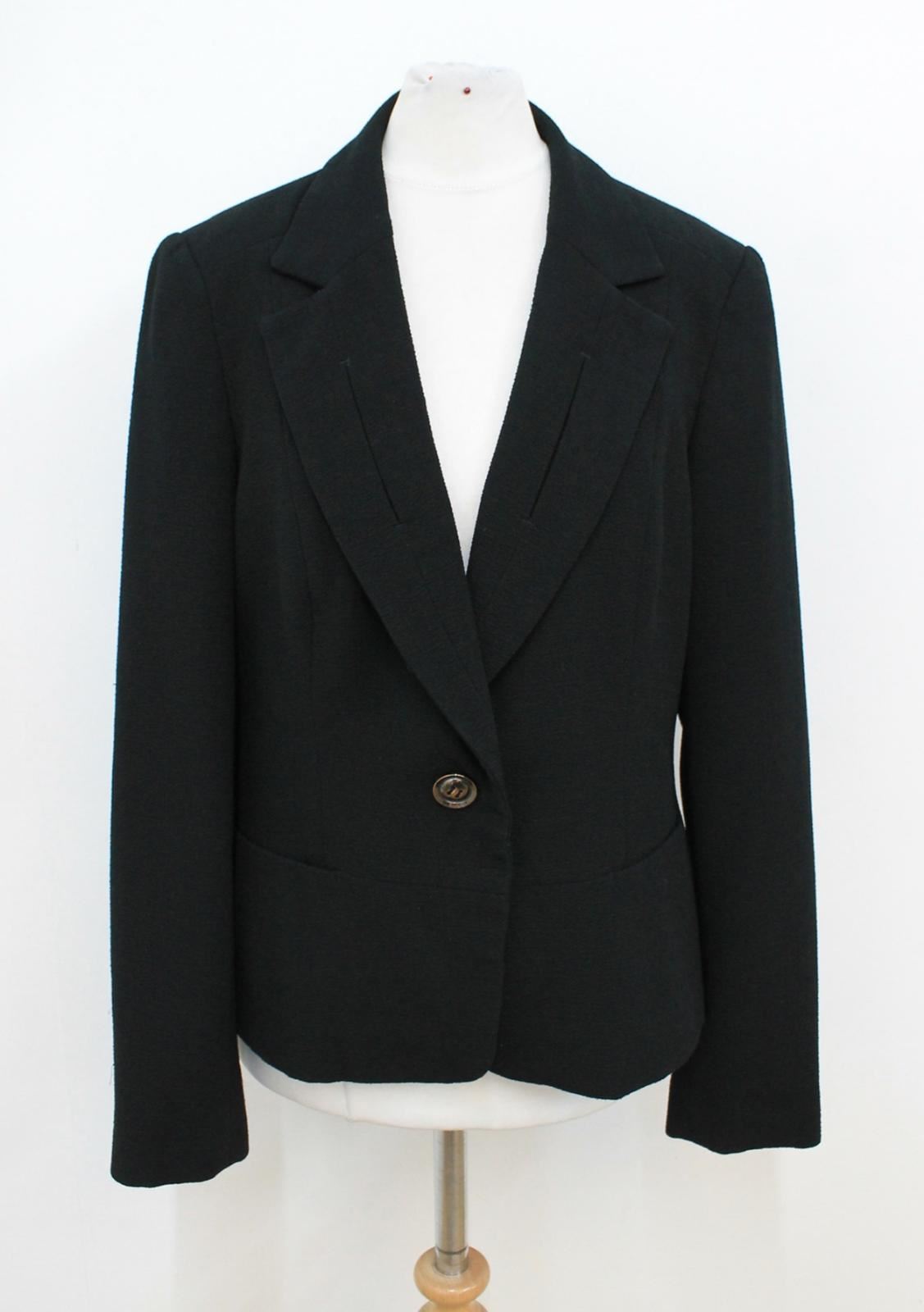 Ladies nero imbottito taglia spalle monopetto giacca Uk10 Planet wAZHaqvq