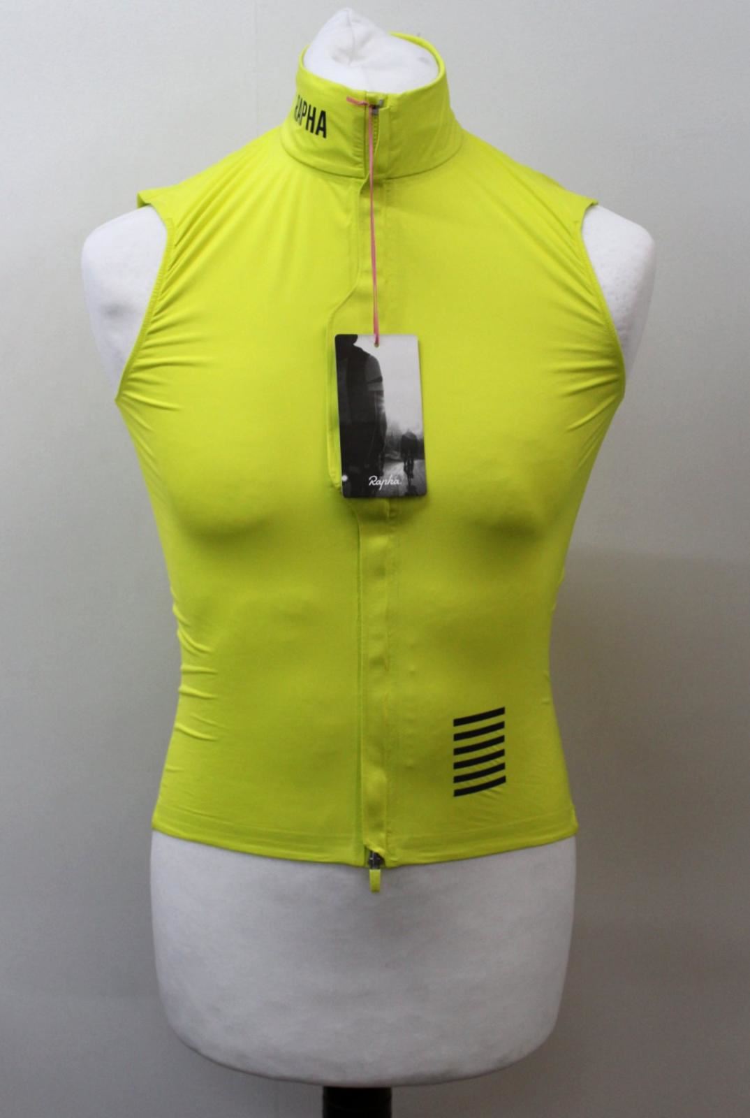 RAPHA MEN'S YELLOW Cycling Pro Team Lightweight Rain Gilet Jacket Small