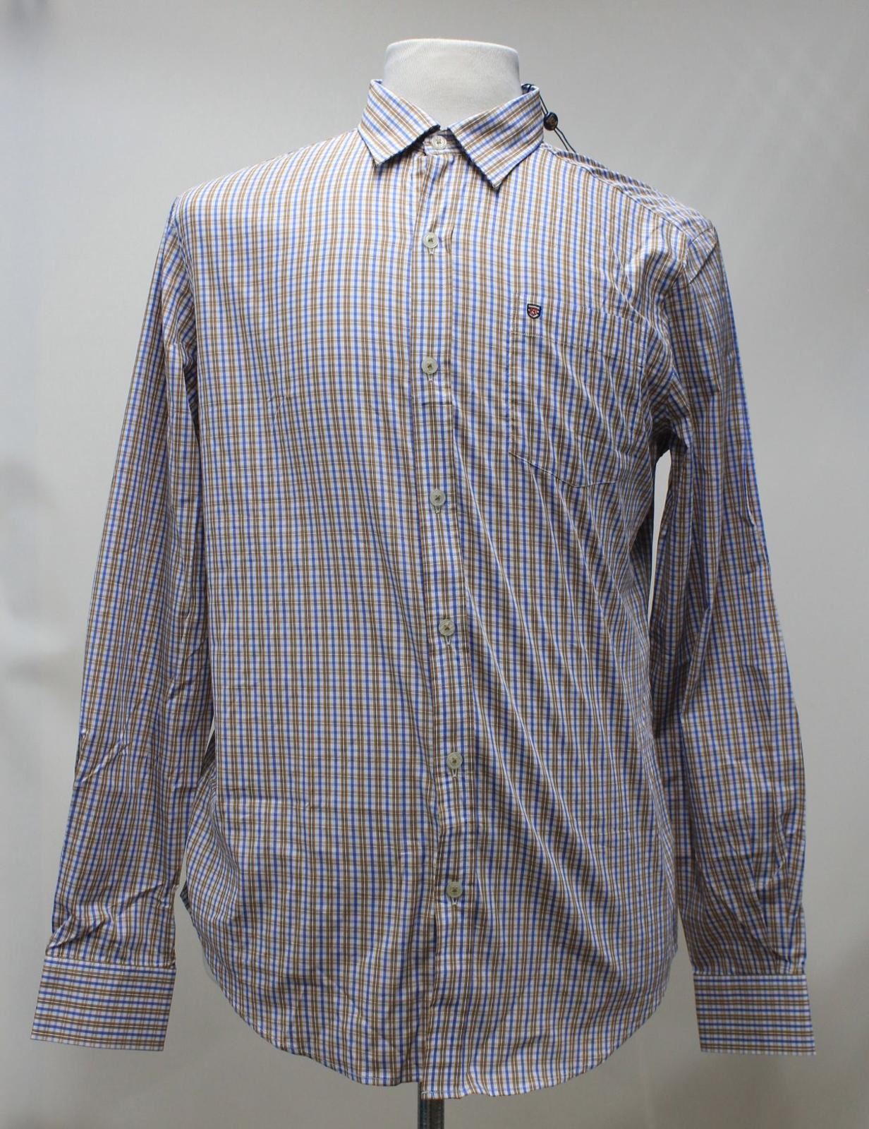 BNWT Dubarry Uomo Marronee Blu cotone check con colletto ballincollig Camicia Taglia M BNWT Dubarry Uomo Marronee Blu cotone check con colletto ballincollig Camicia Taglia M