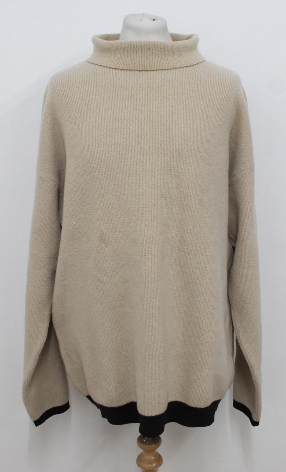 BONEVILLE Uomo Sabbia Beige Nero Orlo Maglione a Maniche Lunghe Misura ca. XXL BONEVILLE Uomo Sabbia Beige Nero Orlo Maglione a Maniche Lunghe Misura ca. XXL