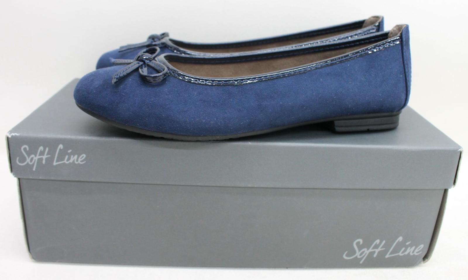 JANA SOFT LINE Ladies Navy Blue Carla Ballerina Flats Shoes JANA SOFT LINE Ladies Navy Blue Carla Ballerina Flats Shoes