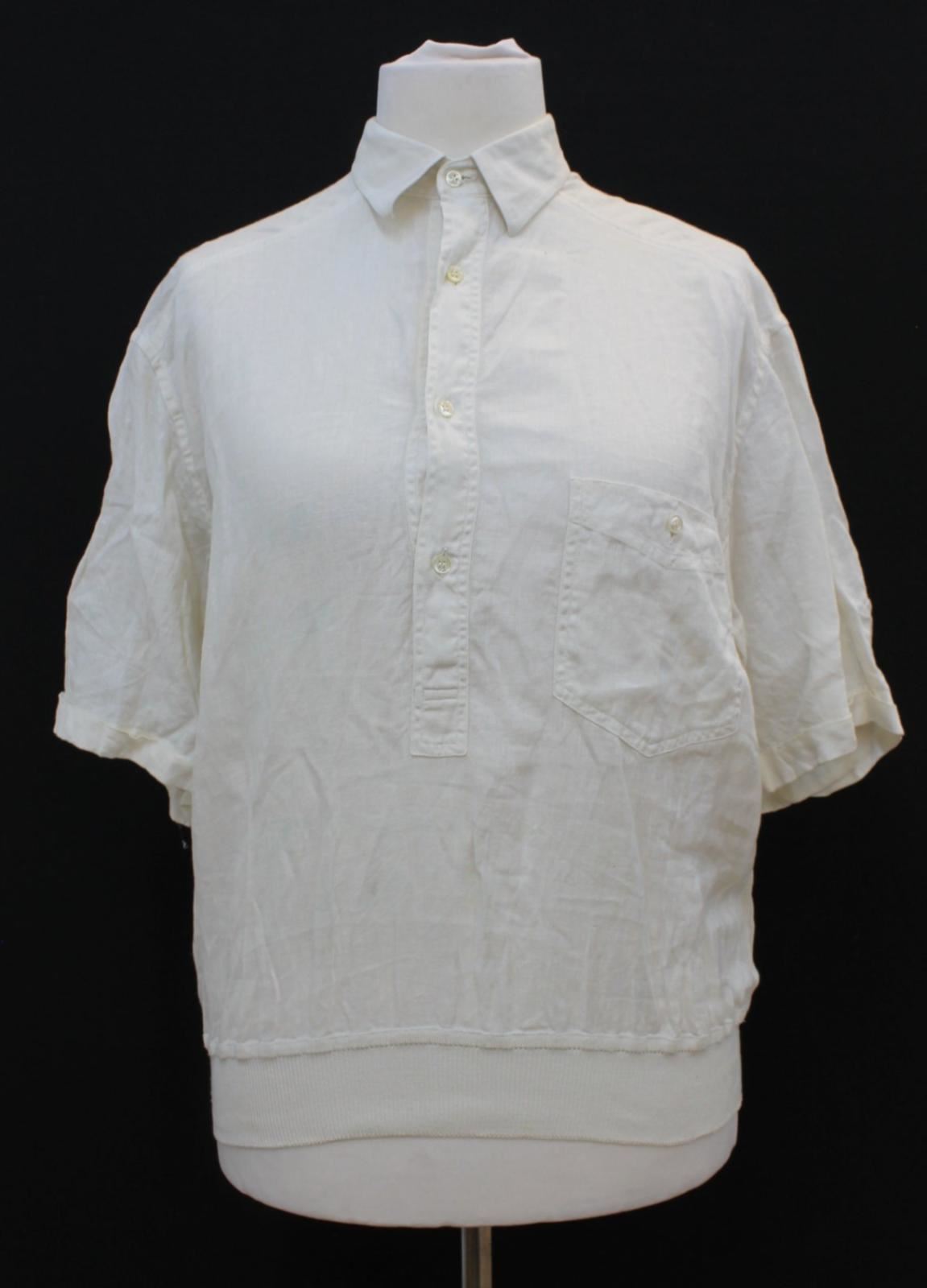 PIERRE BALMAIN Ladies Beige Linen Short Sleeved Collared Shirt Blouse UK16 PIERRE BALMAIN Ladies Beige Linen Short Sleeved Collared Shirt Blouse UK16