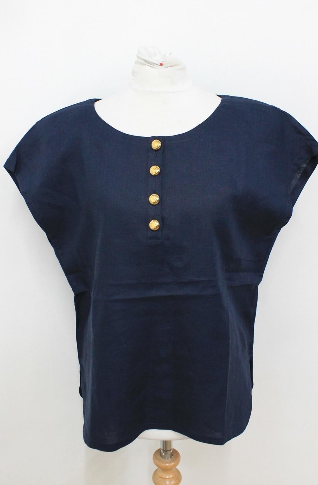 Donna V VALENTINO MISS Blu Navy Imbottito Spalle Lino Top Taglia IT42 UK10 Donna V VALENTINO MISS Blu Navy Imbottito Spalle Lino Top Taglia IT42 UK10