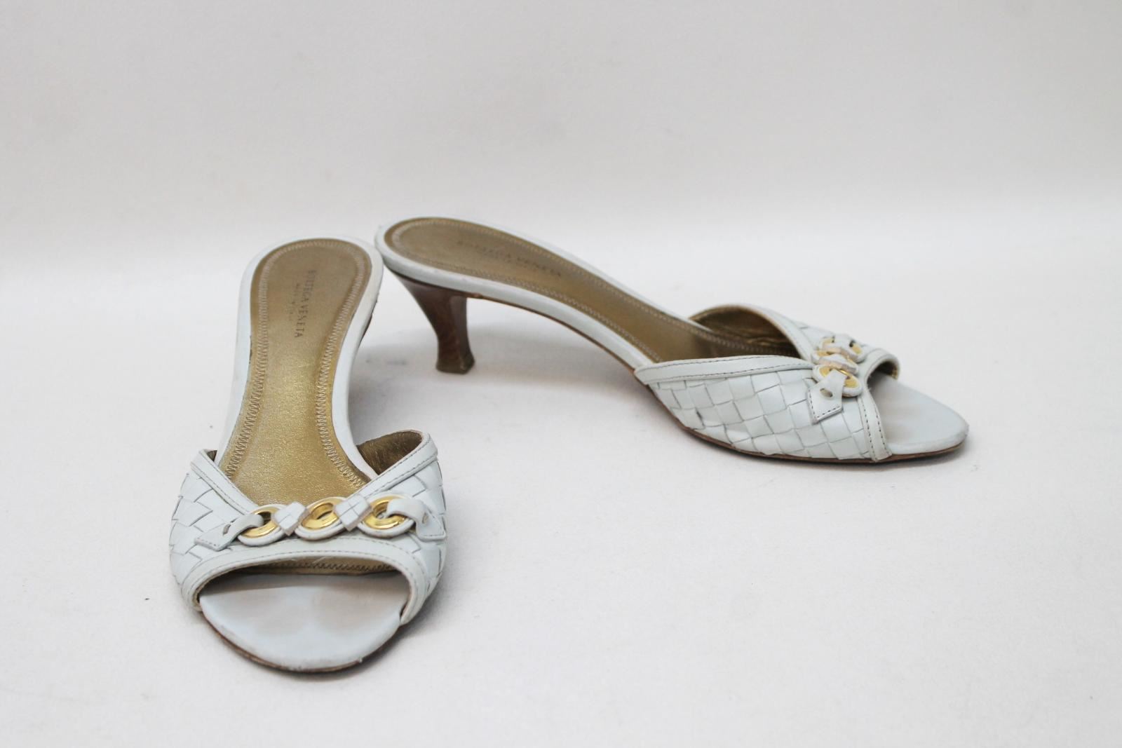 BOTTEGA VENETA Ladies White Leather Woven Mid Heeled Sandals shoes shoes shoes EU38.5 UK5.5 9460c8 BOTTEGA VENETA Ladies White Leather Woven Mid Heeled Sandals shoes shoes shoes EU38.5 UK5.5 9460c8
