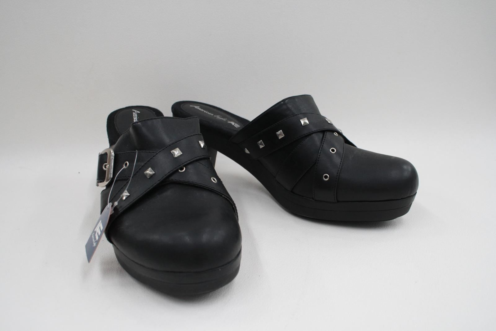 AMERICAN EAGLE LADIES Black Crossed Buckle Straps Mule