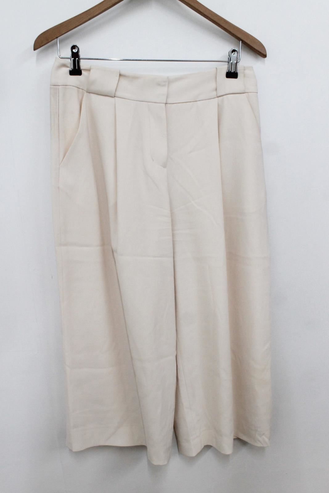 DKNY Donna Avorio Ritagliata Pantaloni A Gamba Larga Culotte Taglia US6 UK10 W30 L21 DKNY Donna Avorio Ritagliata Pantaloni A Gamba Larga Culotte Taglia US6 UK10 W30 L21