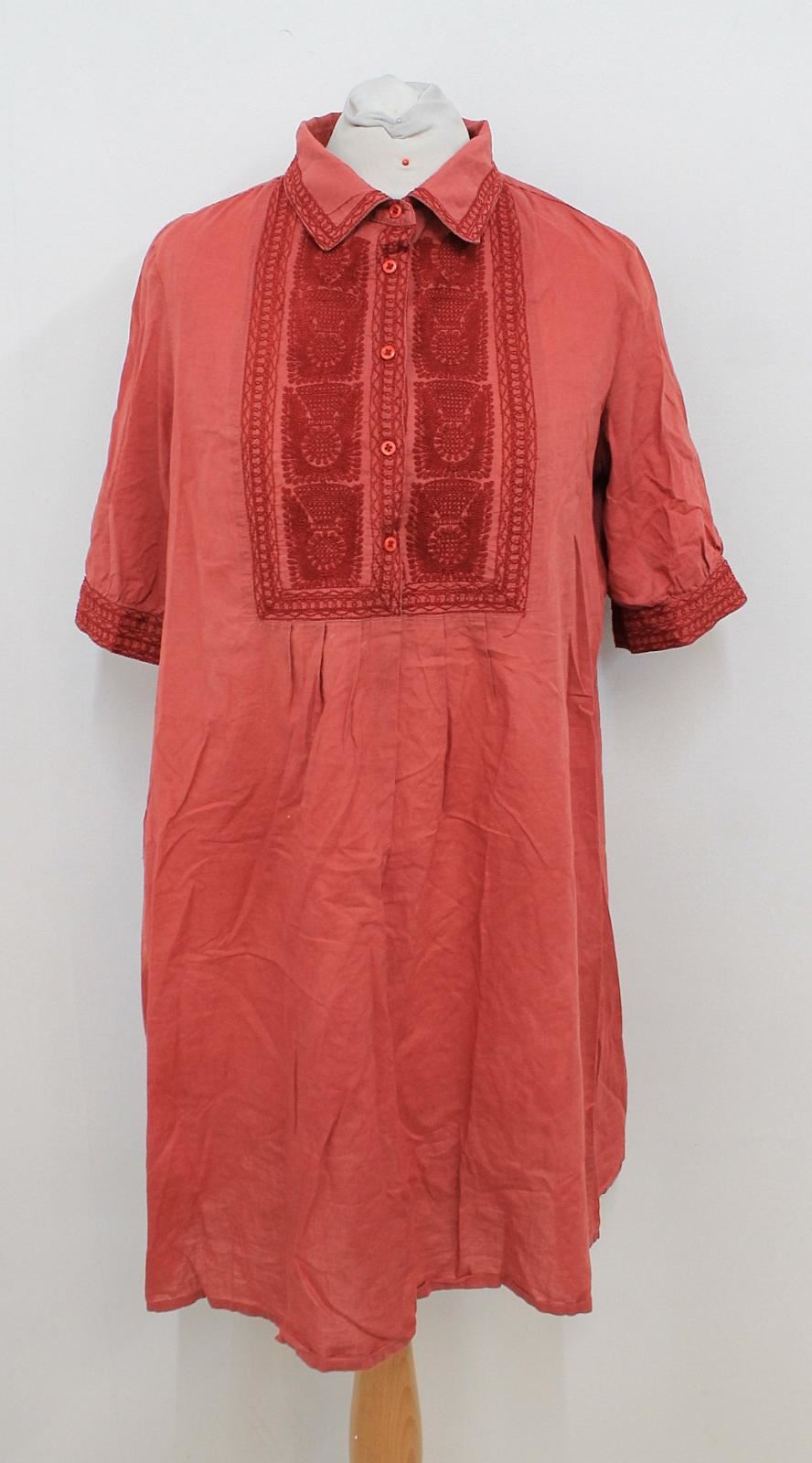 COMPTOIR DES COTONNIERS Donna Corallo Rosso Ricamato Camicia Abito Taglia FR36 UK8 COMPTOIR DES COTONNIERS Donna Corallo Rosso Ricamato Camicia Abito Taglia FR36 UK8