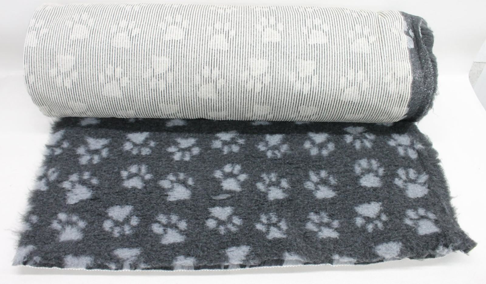 Dog Vet Bed Fleece Charcoal Grey Paw Print Non-Slip 300x75x3cm Fabric Roll NEW Dog Vet Bed Fleece Charcoal Grey Paw Print Non-Slip 300x75x3cm Fabric Roll NEW