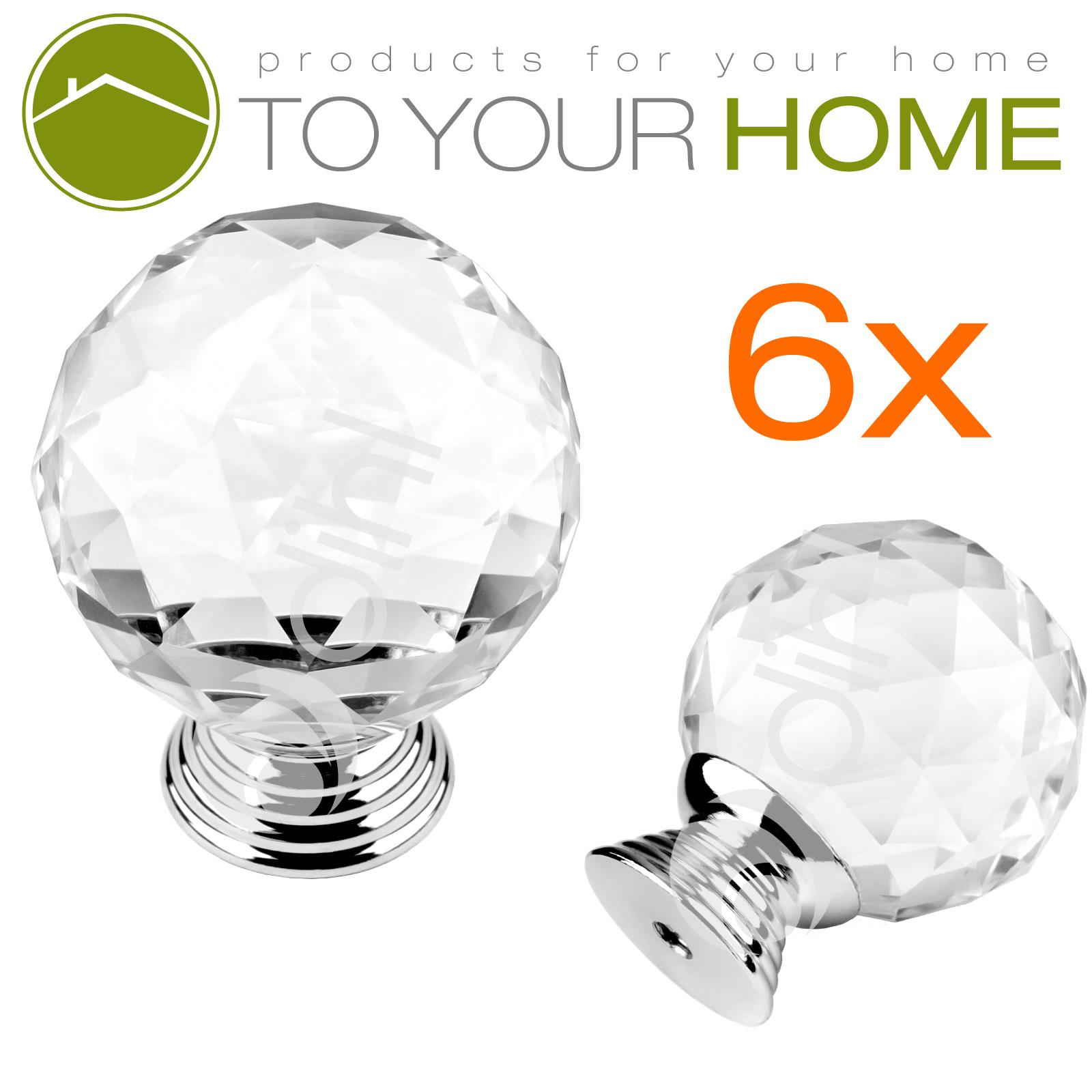 Dihl Globe Crystal Door Knobs Diamond Glass Clear Cabinet Drawer Wardrobe Handle - Picture 6 of 8