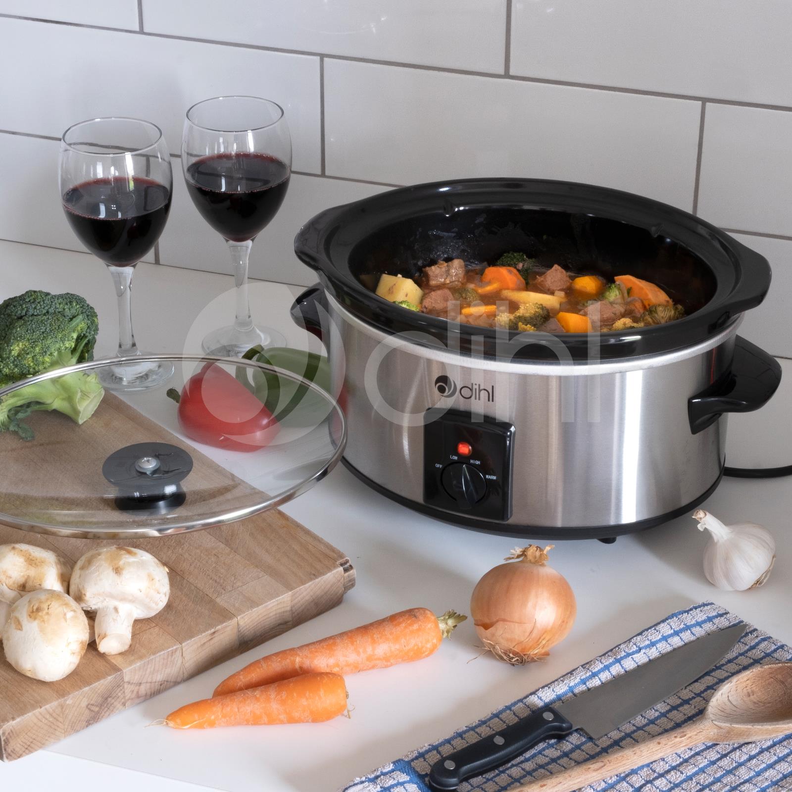 Electric Slow Cooker Removable Ceramic Pot & Glass Lid 1.5L 3.5L 6.5L