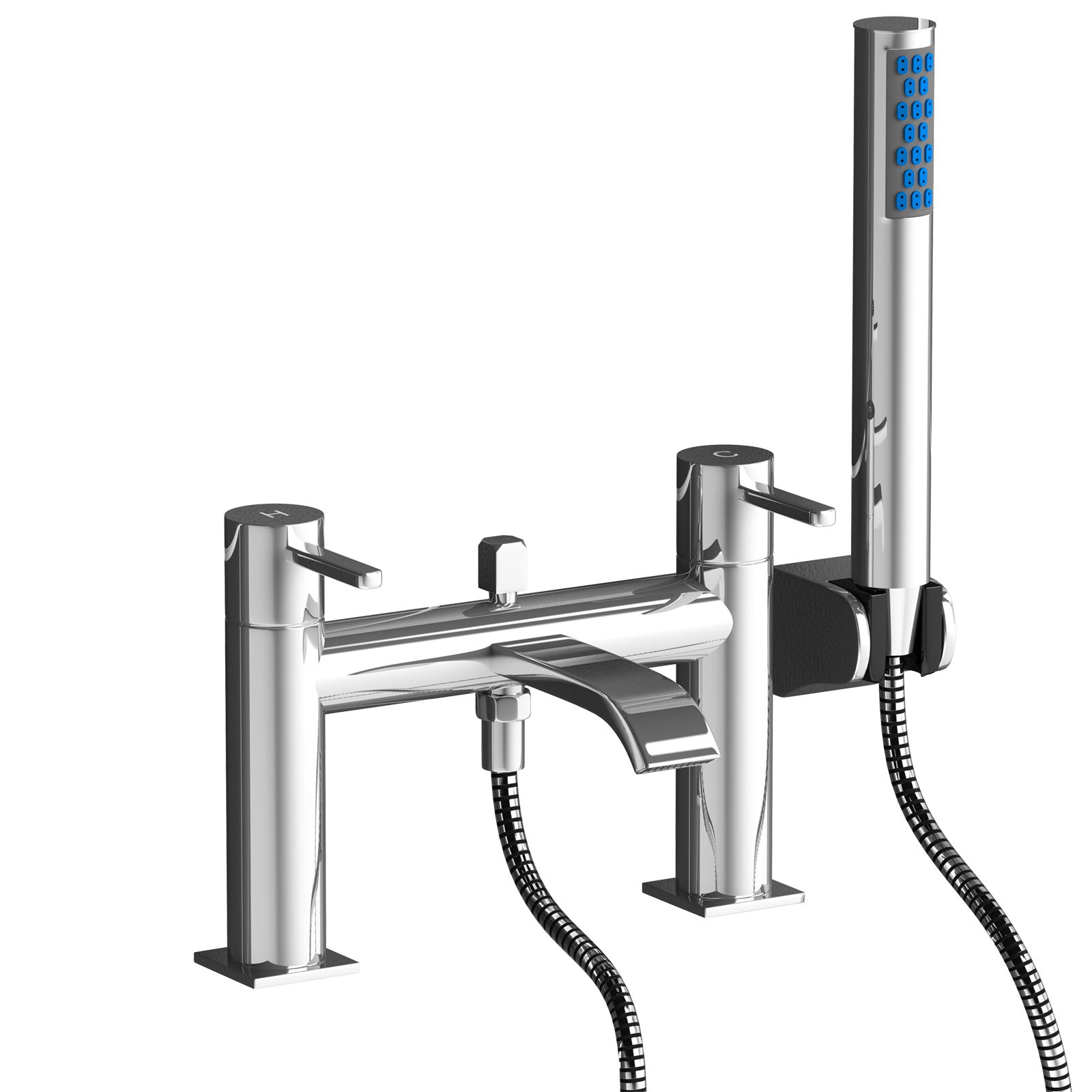 Modern Chrome Square Round Bath Mixer Tap with Handheld Shower Bathroom