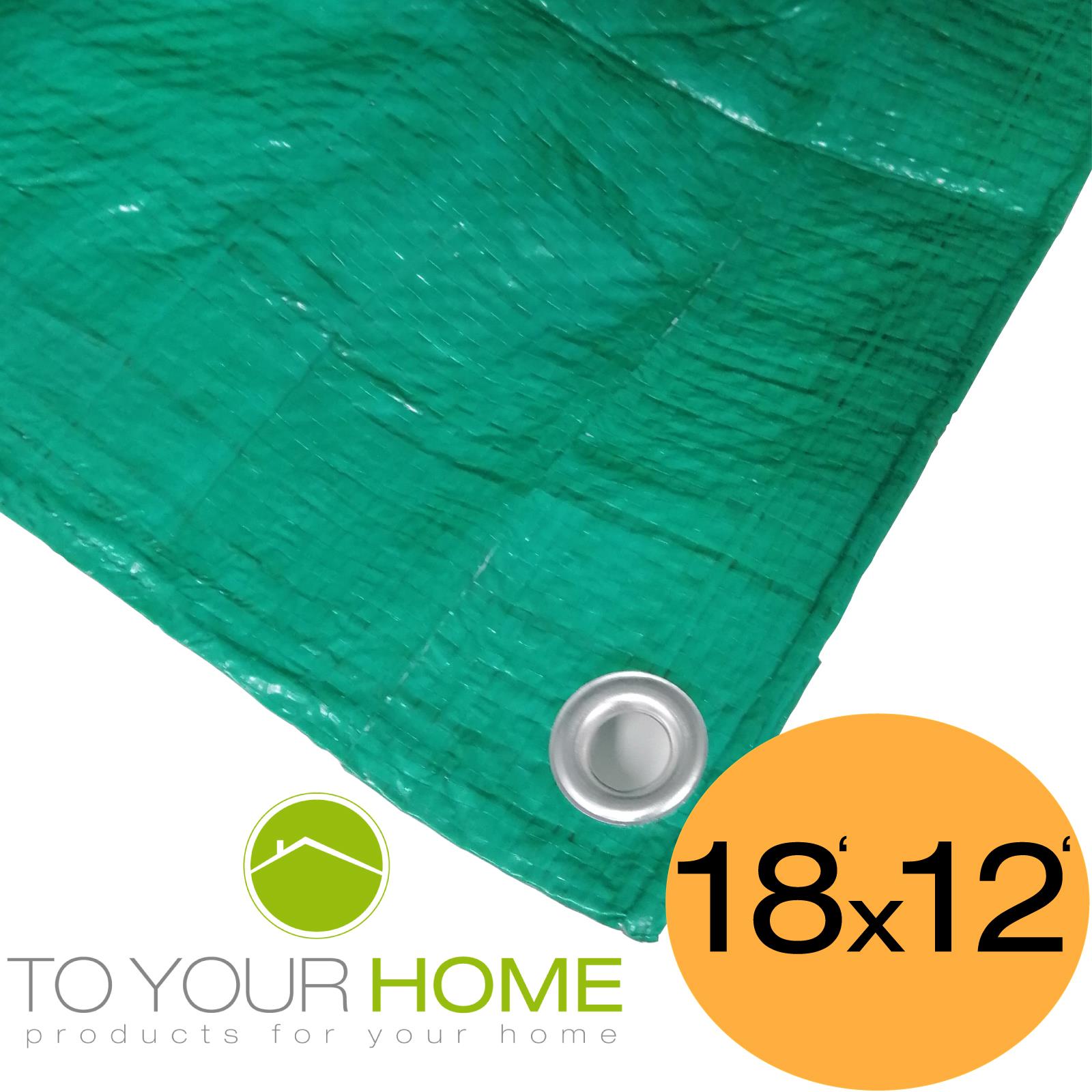 Green Tarpaulin 6 Sizes Water Resistant Groundsheet Garden Cover 80 GSM