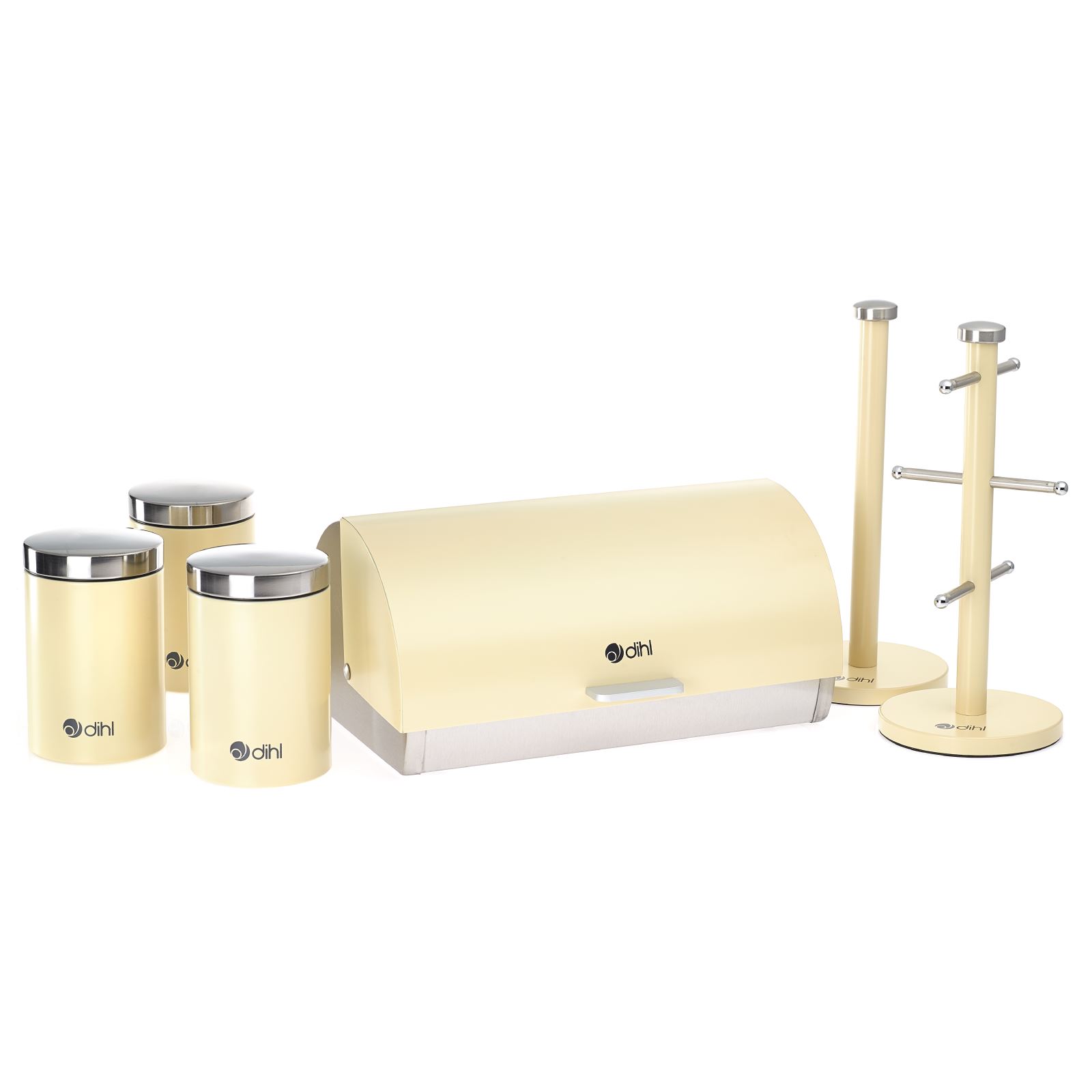 Dihl 6 Piece Kitchen Storage Set Bread Bin Tea Coffee Sugar Canisters