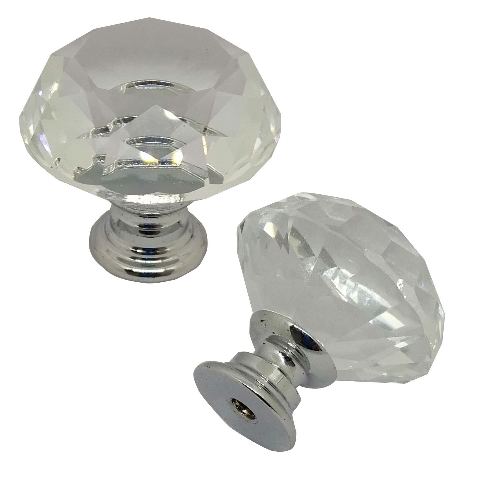 Dihl Large Crystal Door Knobs Diamond Glass Clear Drawer