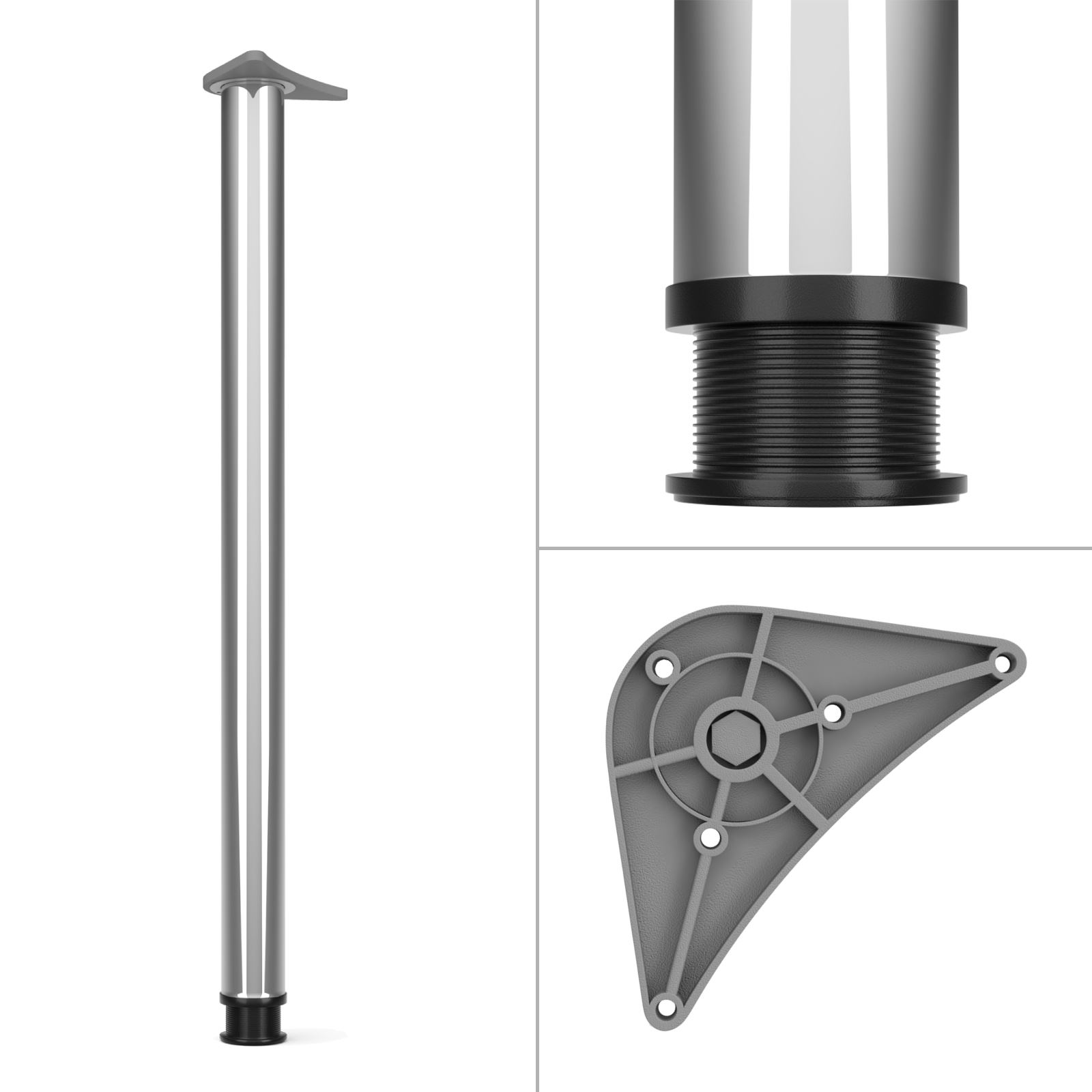 710mm Black Chrome Kitchen Worktop Unit Desk Breakfast Bar Table Leg