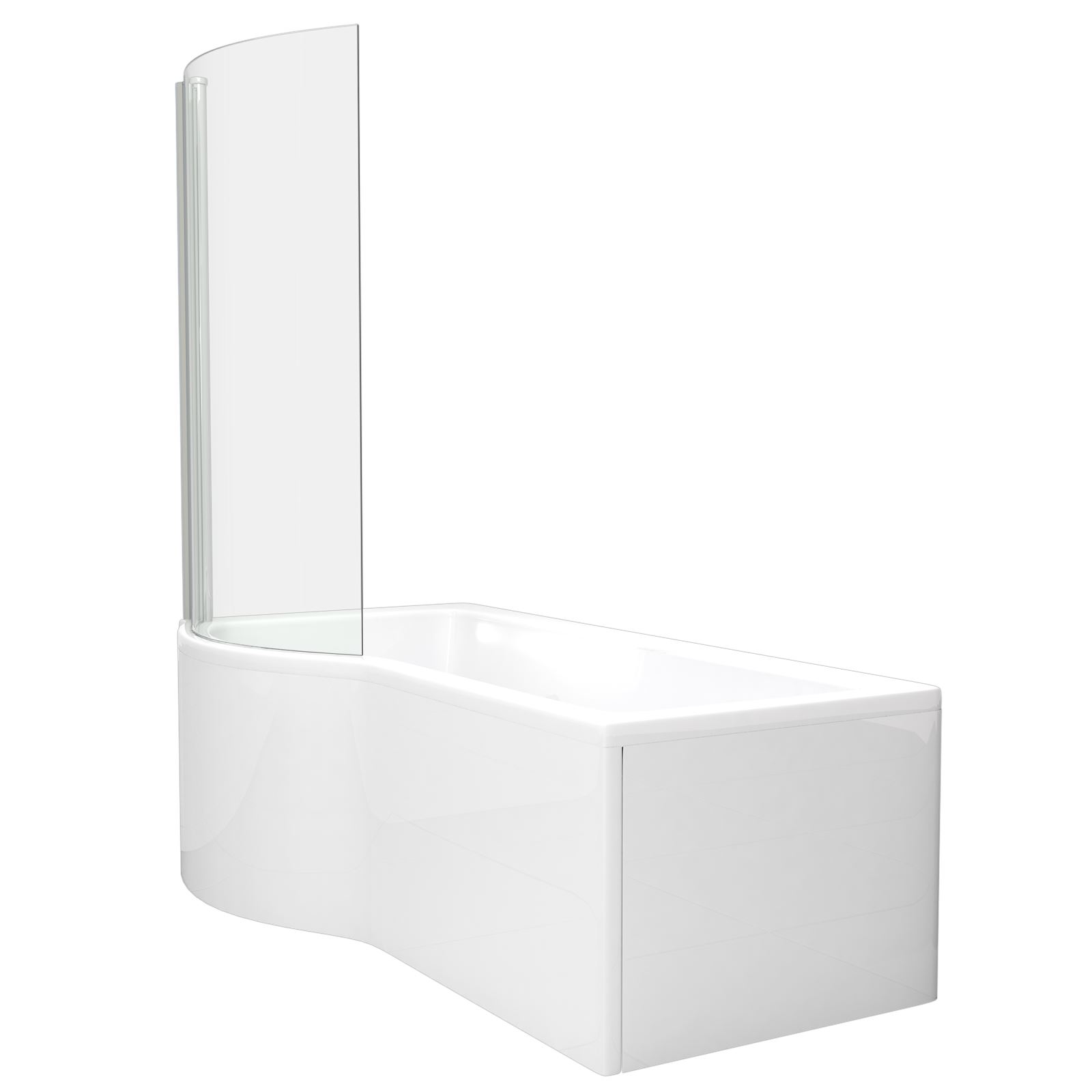 Bathroom 1500mm Left Right Hand P Shaped Shower Bath Shower Screen