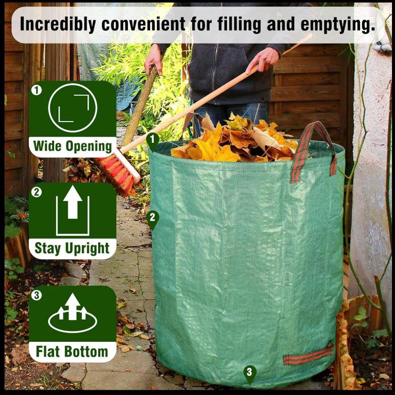 Garden Waste Bags Heavy Duty Waterproof Strong Reusable Sacks 120L 272L 500L - Bild 30 von 33