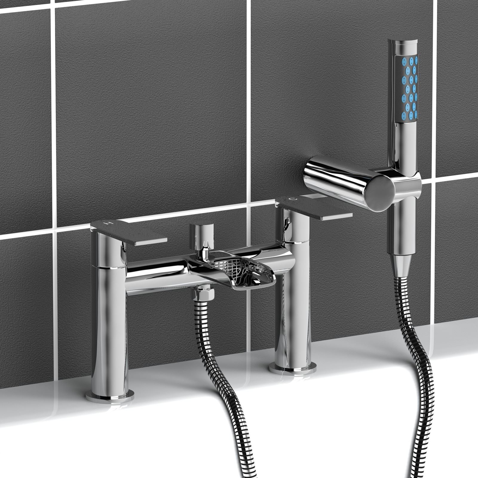 Modern Chrome Waterfall Bath Brass Filler Shower Basin Mixer Tap