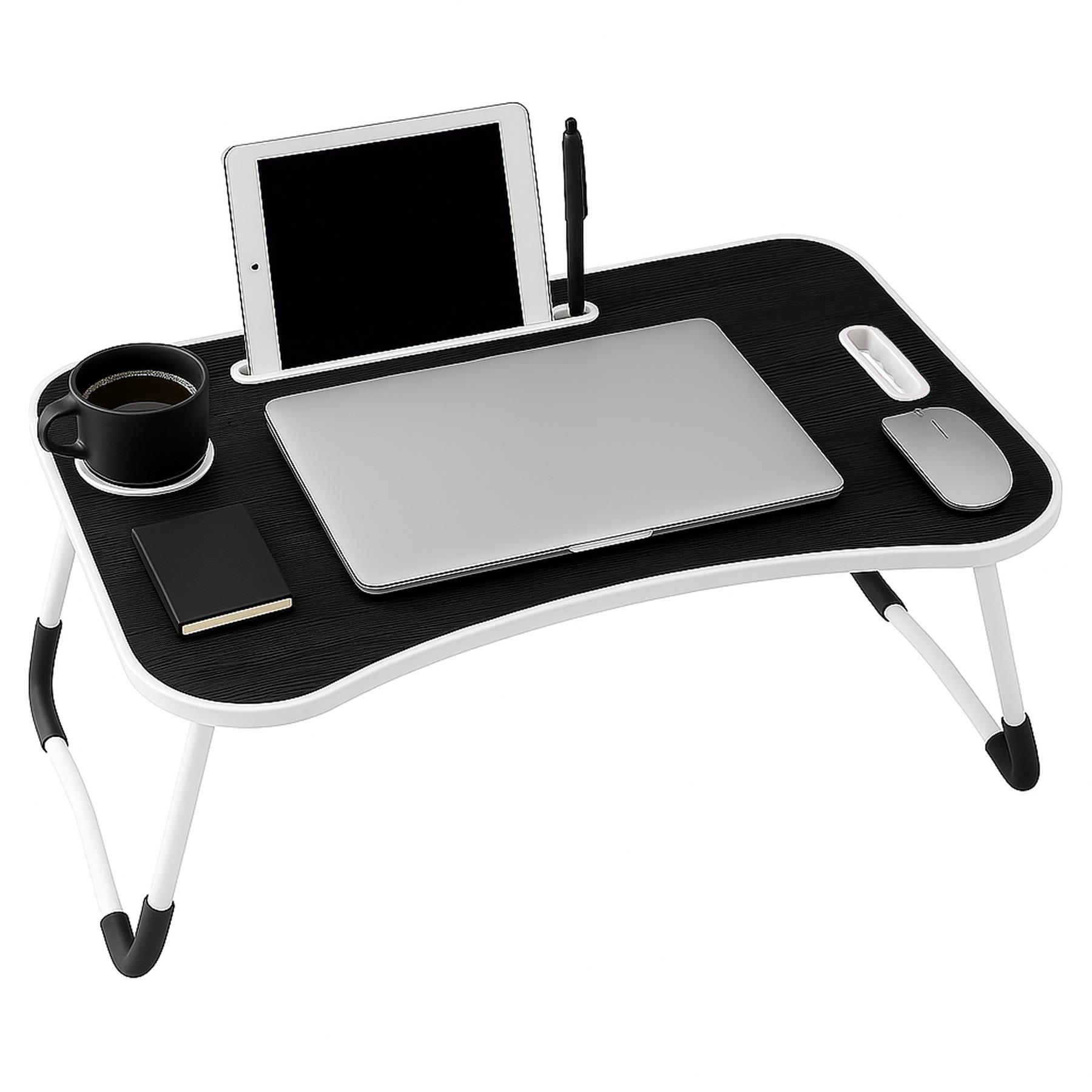 Faltbarer Laptoptisch Tragbar Bett Sofa Schoß Tablett Ladefach und Getränkehalter - Bild 2 von 42