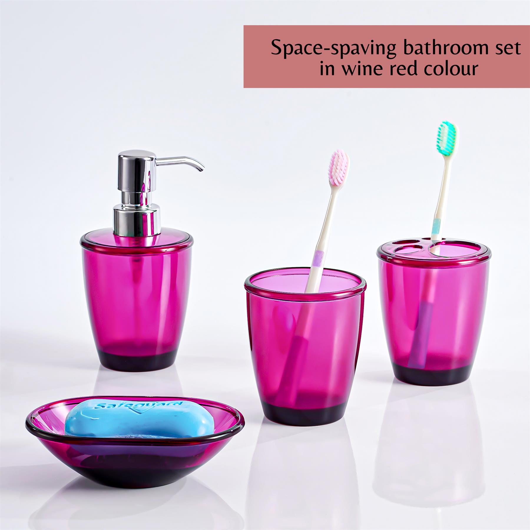 Bathroom Accessories Set 4pcs - Dispenser, Brush Holder, Tumbler and Dish - Picture 10 of 13