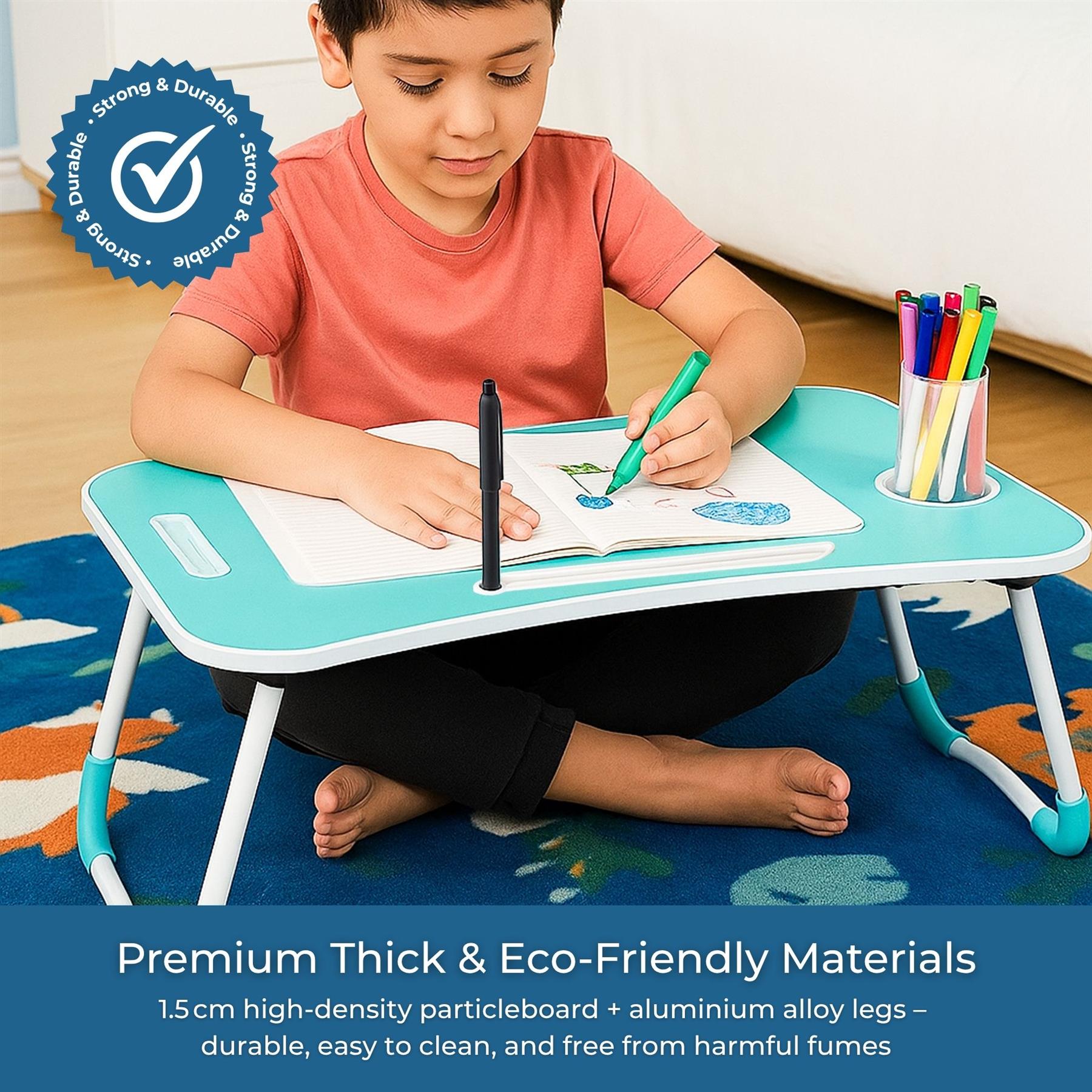 Faltbarer Laptoptisch Tragbar Bett Sofa Schoß Tablett Ladefach und Getränkehalter - Bild 13 von 42