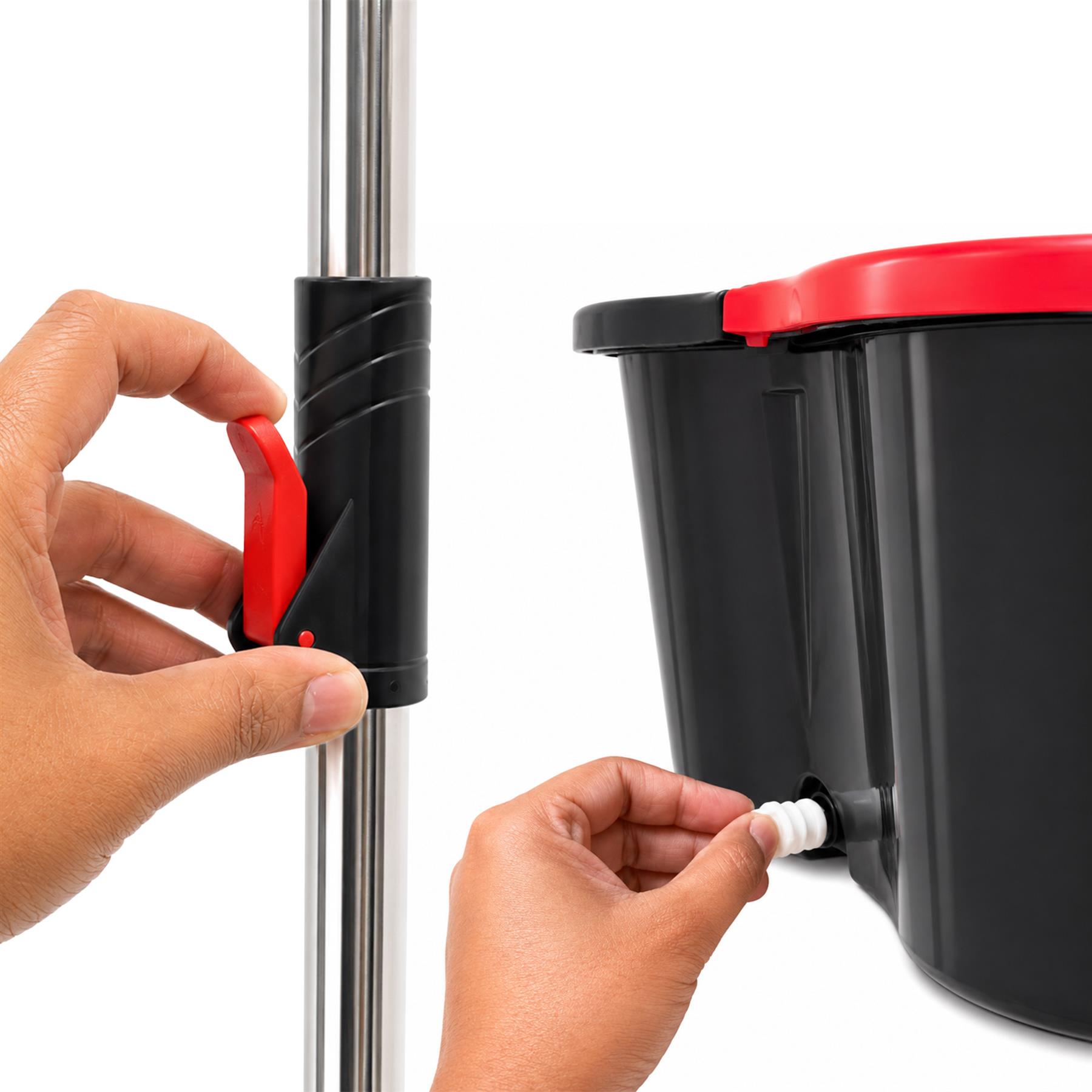 Spin Mop and Bucket Set Stainless Steel Wringer Drain Hole Soap Dispenser - Produktbild 4