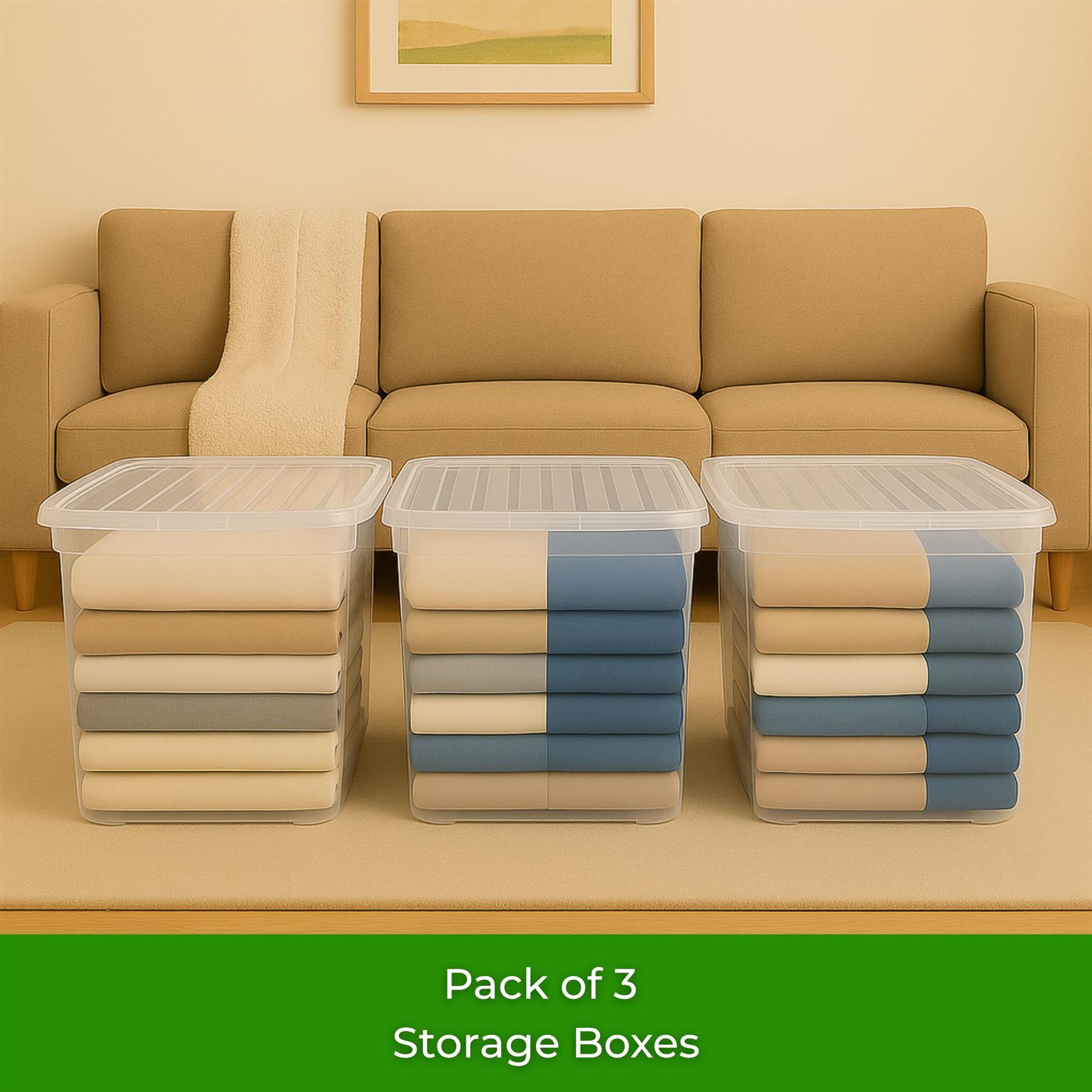 Clear 80L Storage Box With Clip on Lid and Carry Handles BPA Free Plastic - Picture 19 of 32