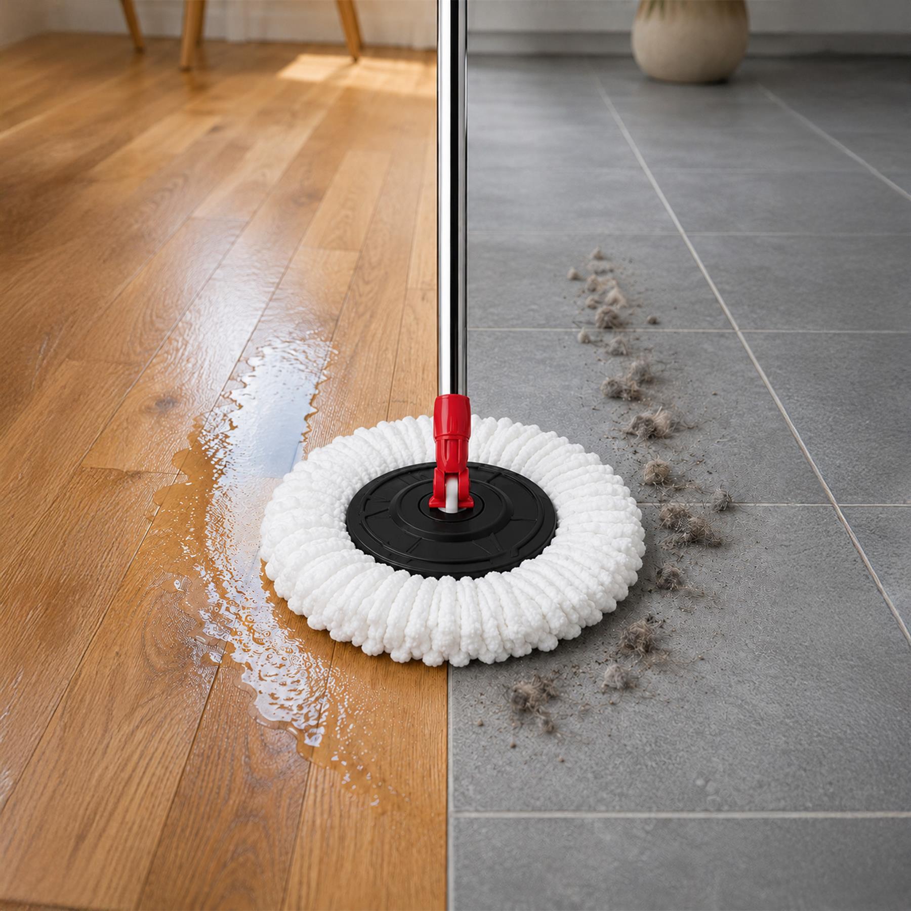 Spin Mop and Bucket Set Stainless Steel Wringer Drain Hole Soap Dispenser - Produktbild 2