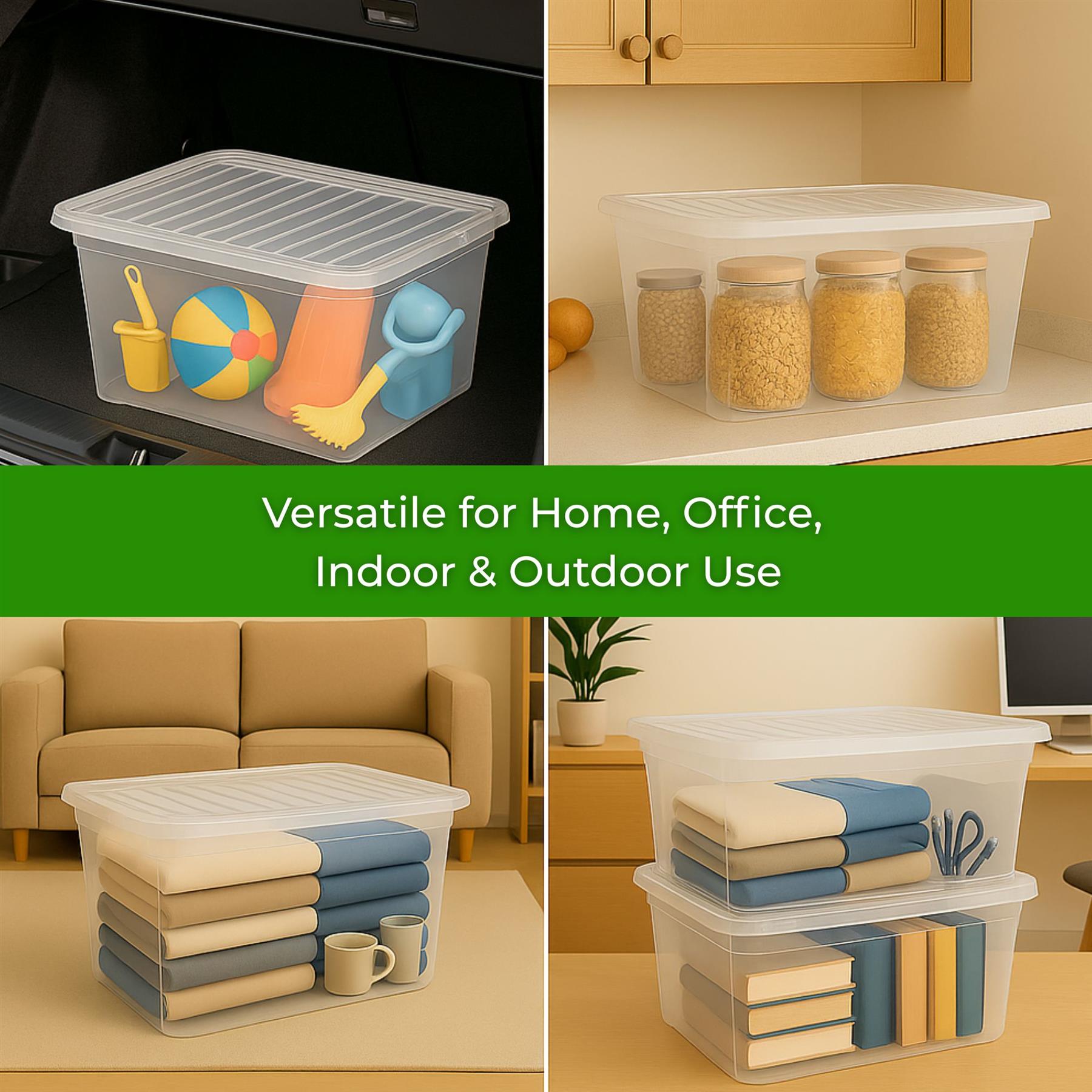 Clear 80L Storage Box With Clip on Lid and Carry Handles BPA Free Plastic - Picture 8 of 32