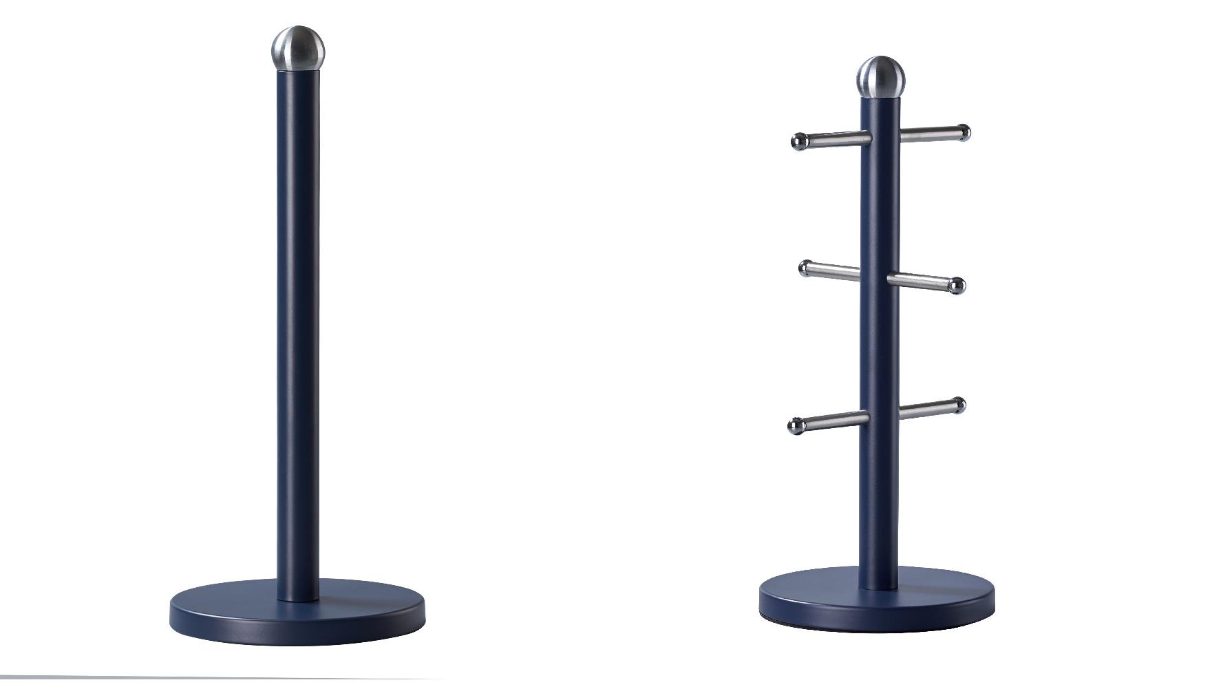 Kitchen Roll Holder & 6 Mug Tree Stand Stainless Steel Rack Set - Picture 2 of 9
