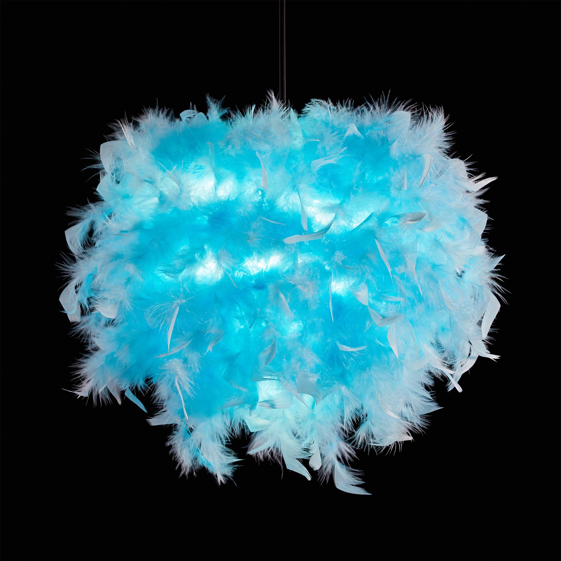 Feather Sphere Round Pendant White Grey Pink Teal Light Loft