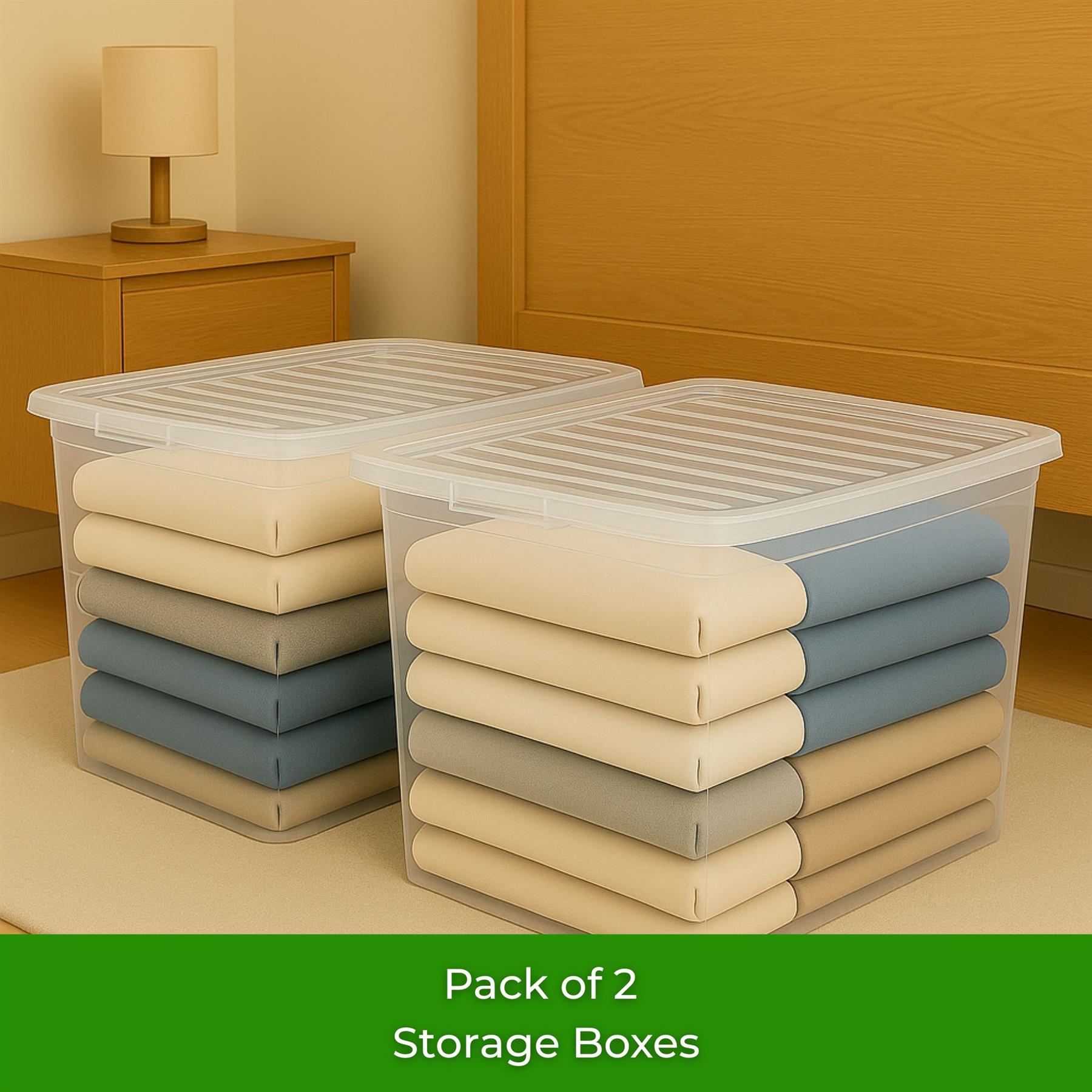 Clear 80L Storage Box With Clip on Lid and Carry Handles BPA Free Plastic - Picture 11 of 32