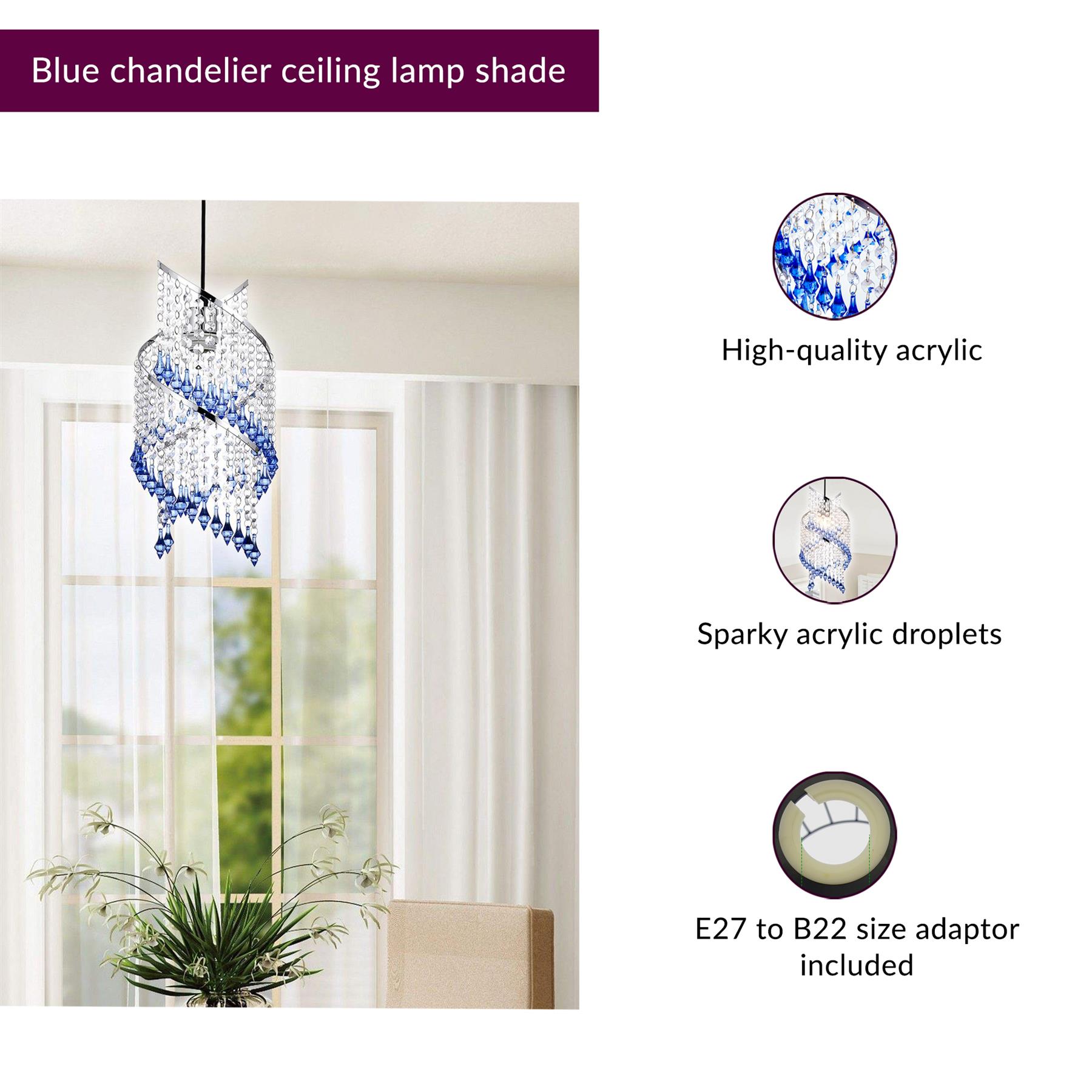 Modern Chandelier Ceiling Light Shades Acrylic Crystal Droplet Pendant Lampshade - Picture 86 of 92