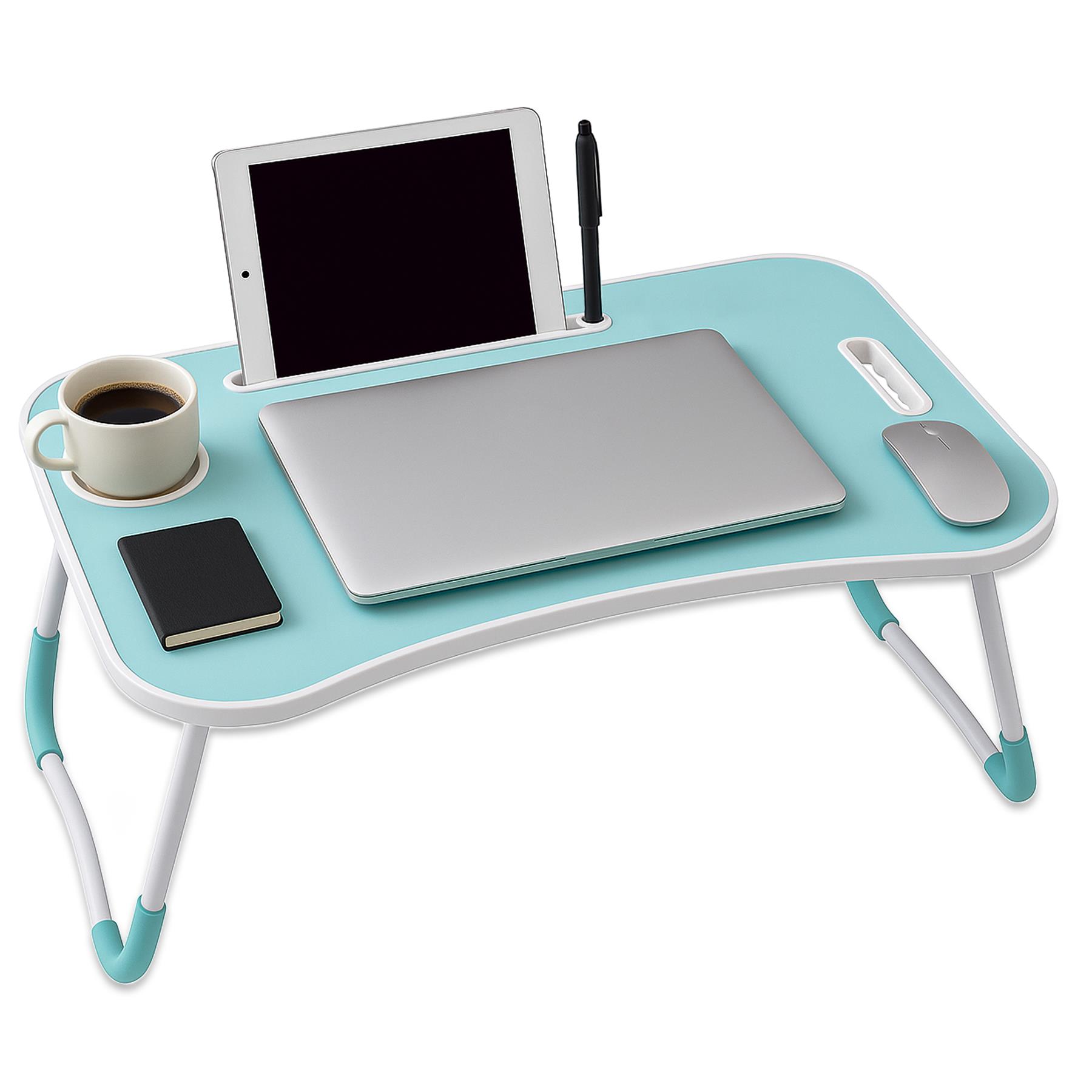 Faltbarer Laptoptisch Tragbar Bett Sofa Schoß Tablett Ladefach und Getränkehalter - Bild 11 von 42