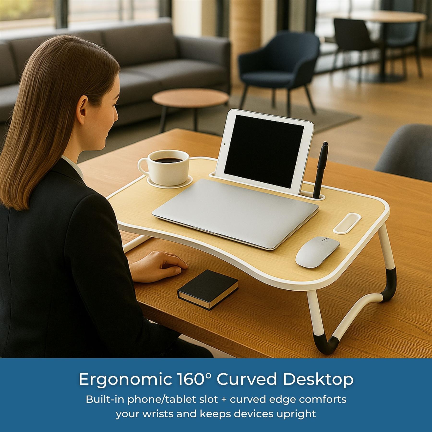 Faltbarer Laptoptisch Tragbar Bett Sofa Schoß Tablett Ladefach und Getränkehalter - Bild 23 von 42